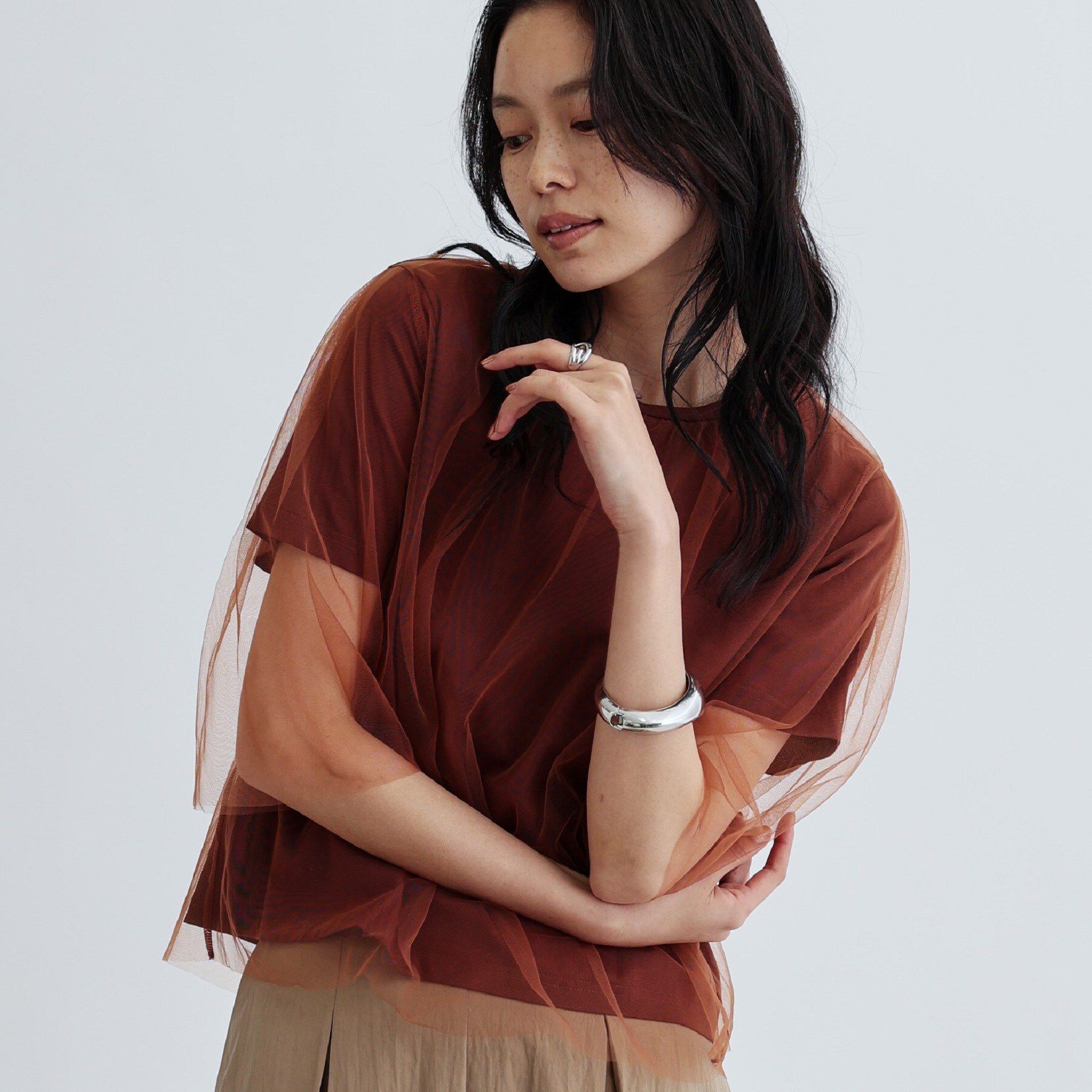 GALLEST「レイヤードチュールトップス」|Tシャツ・カットソー|