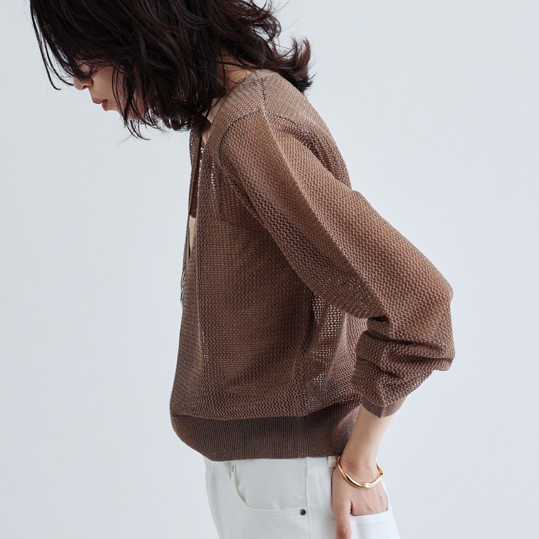 GALLEST「【再入荷】メッシュジップカーディガン」|カーディガン|