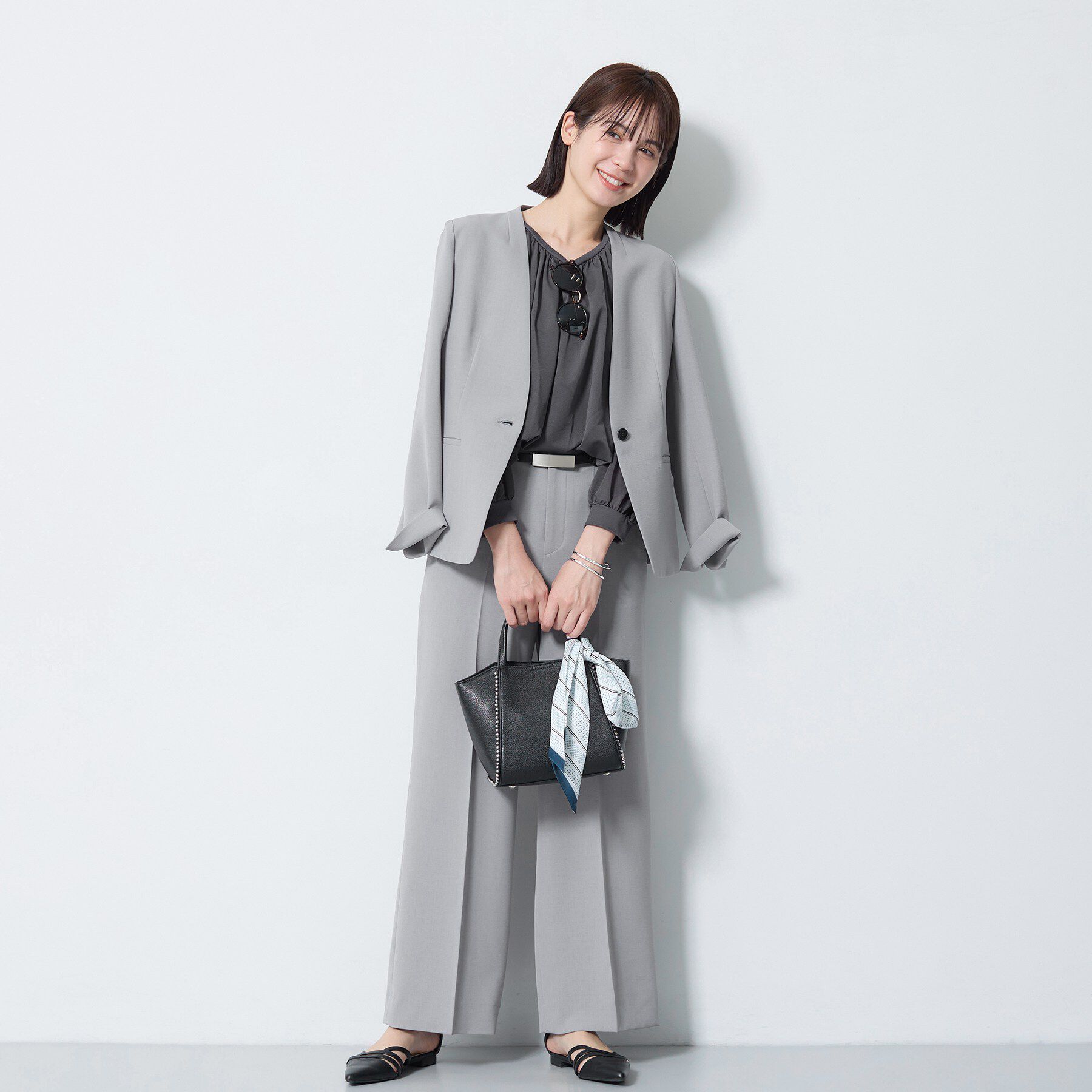 INDIVI「【体型カバー／マシンウォッシュ対応】シアージャージトップス」|Tシャツ・カットソー|