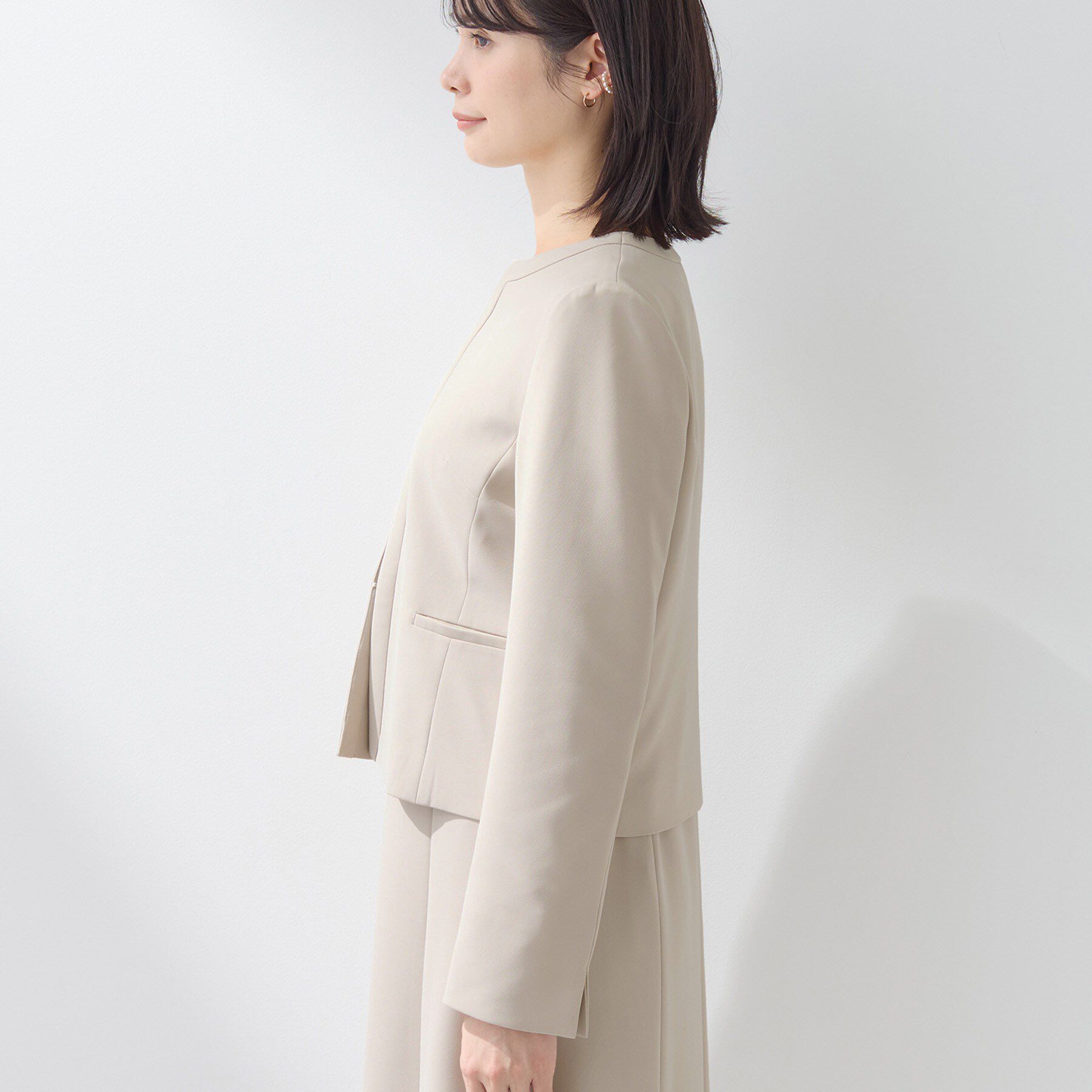 INDIVI「【上品光沢／セレモニー／SETUP可能】切り替えデザインジャケット」|ノーカラージャケット|