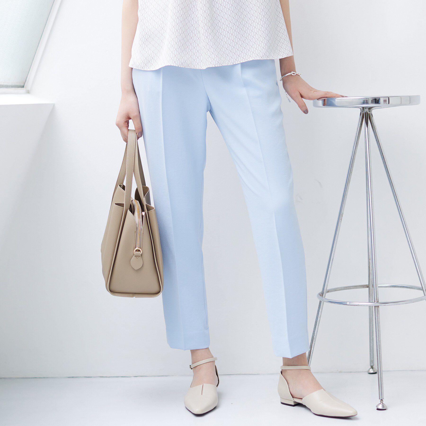 INDIVI「【洗える／UVケア／SETUP可】着る日傘テーパードパンツ」|その他|サックスブルー(09