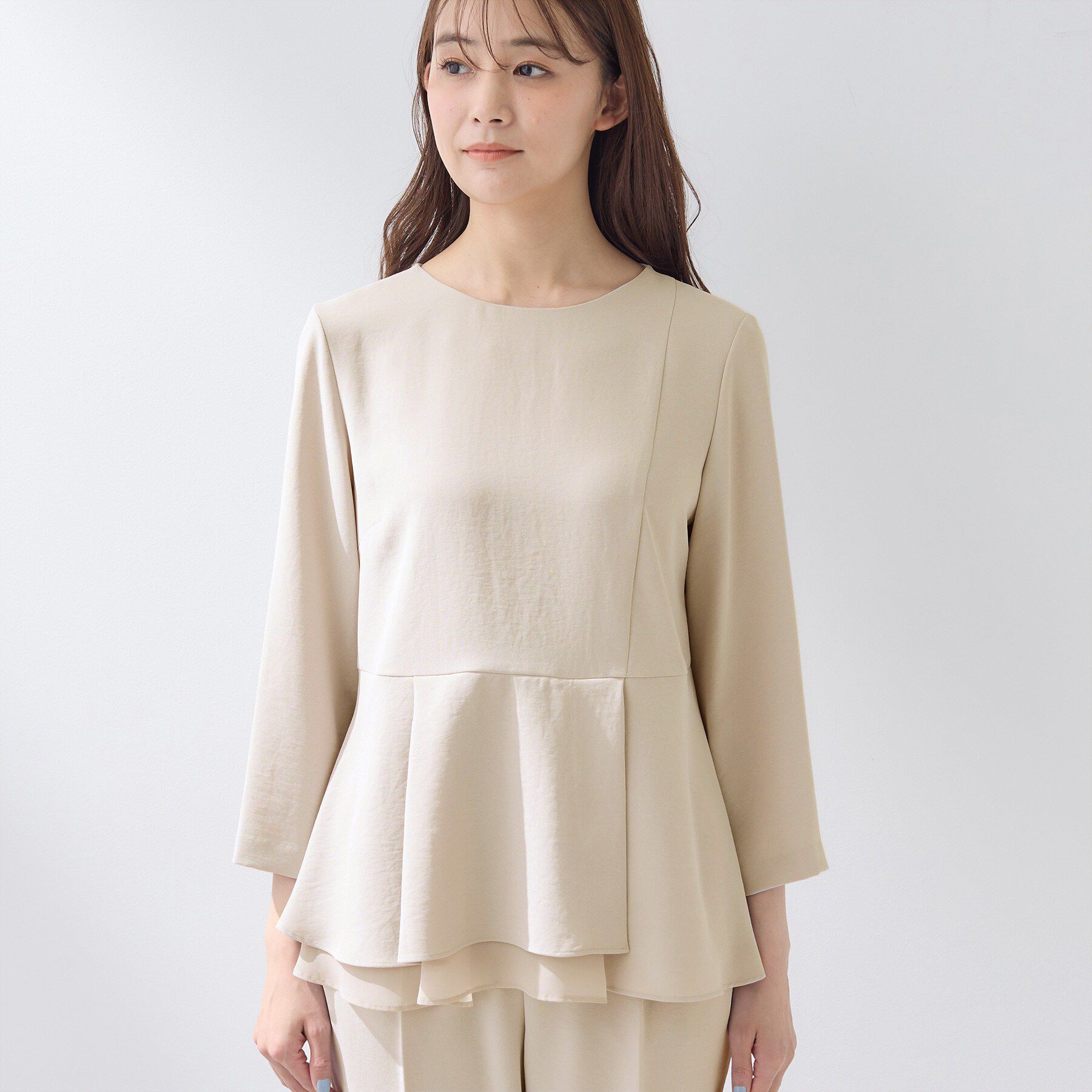 INDIVI「【洗える／UVケア／SETUP可】着る日傘ペプラムブラウス」|シャツ・ブラウス|