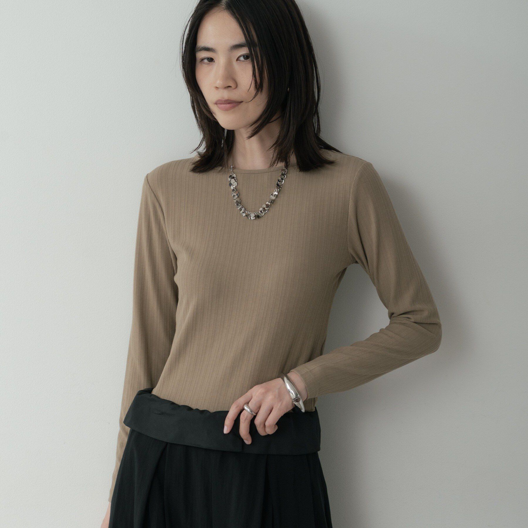 GALLEST「バックオープンリブ長袖Tシャツ」|Tシャツ・カットソー|