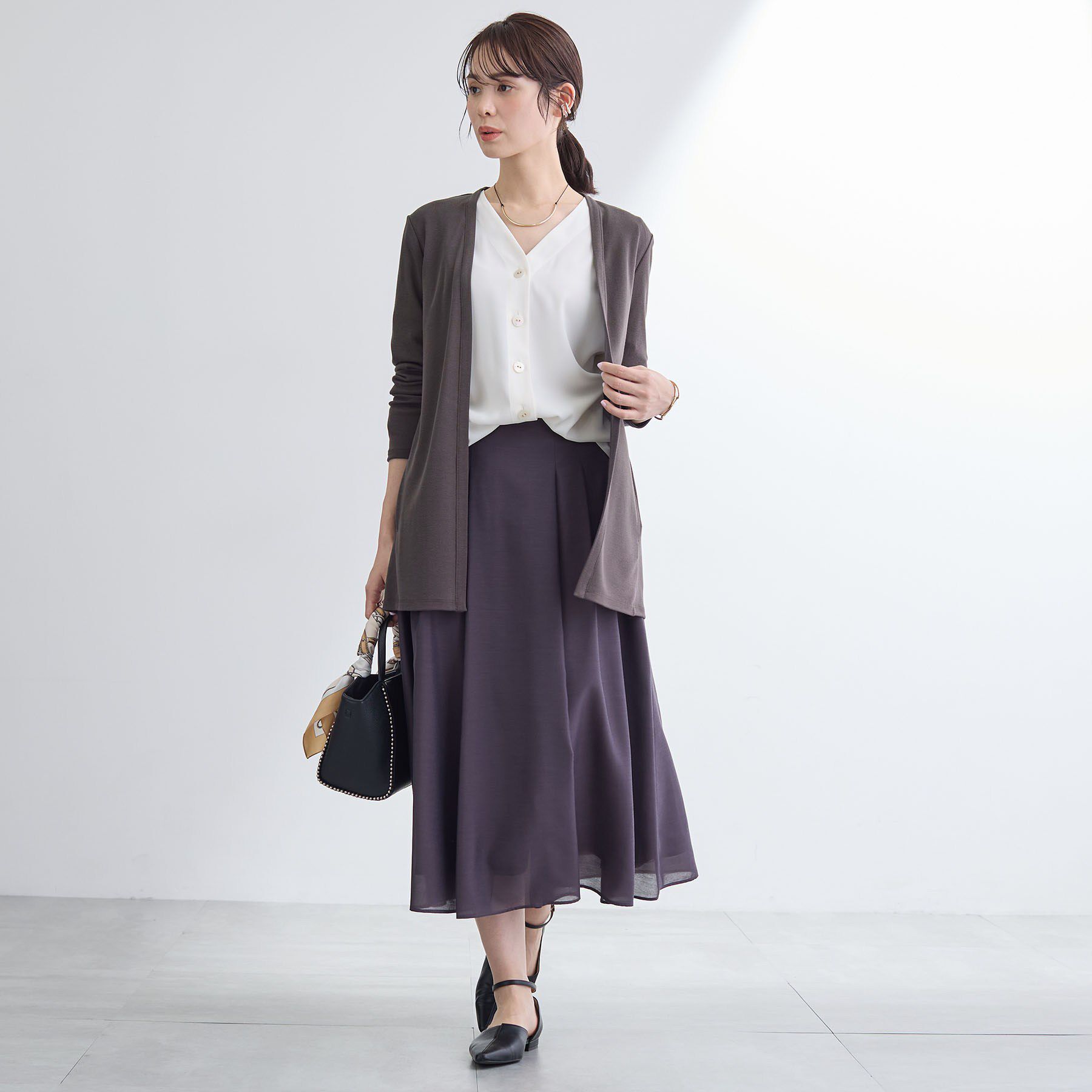INDIVI「【UVケア】着流しミドル丈カーディガンジャージ」|カーディガン|