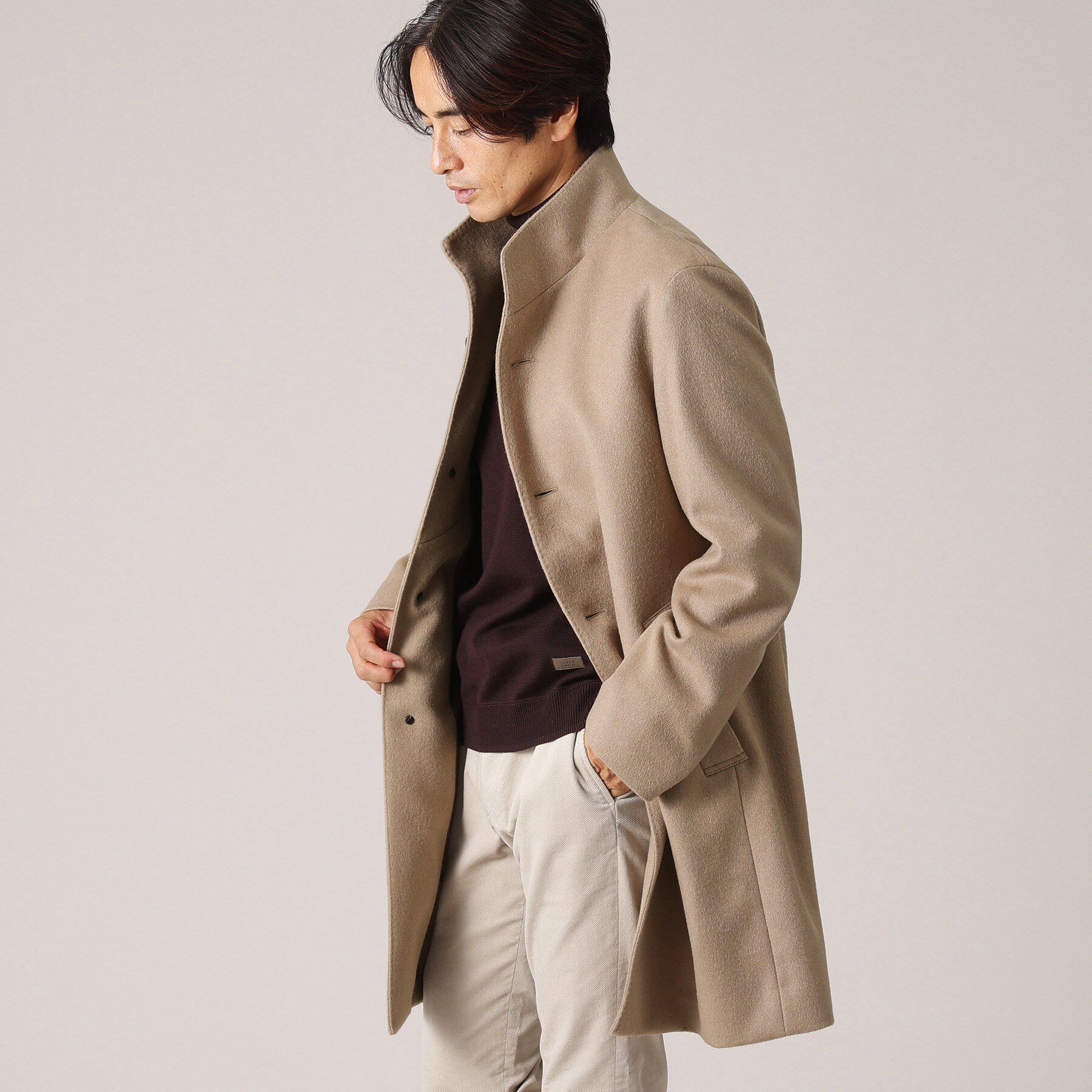 TAKEO KIKUCHI「【ウールカシミヤブレンド】ビーバー調 スタンドカラー コート」|その他|