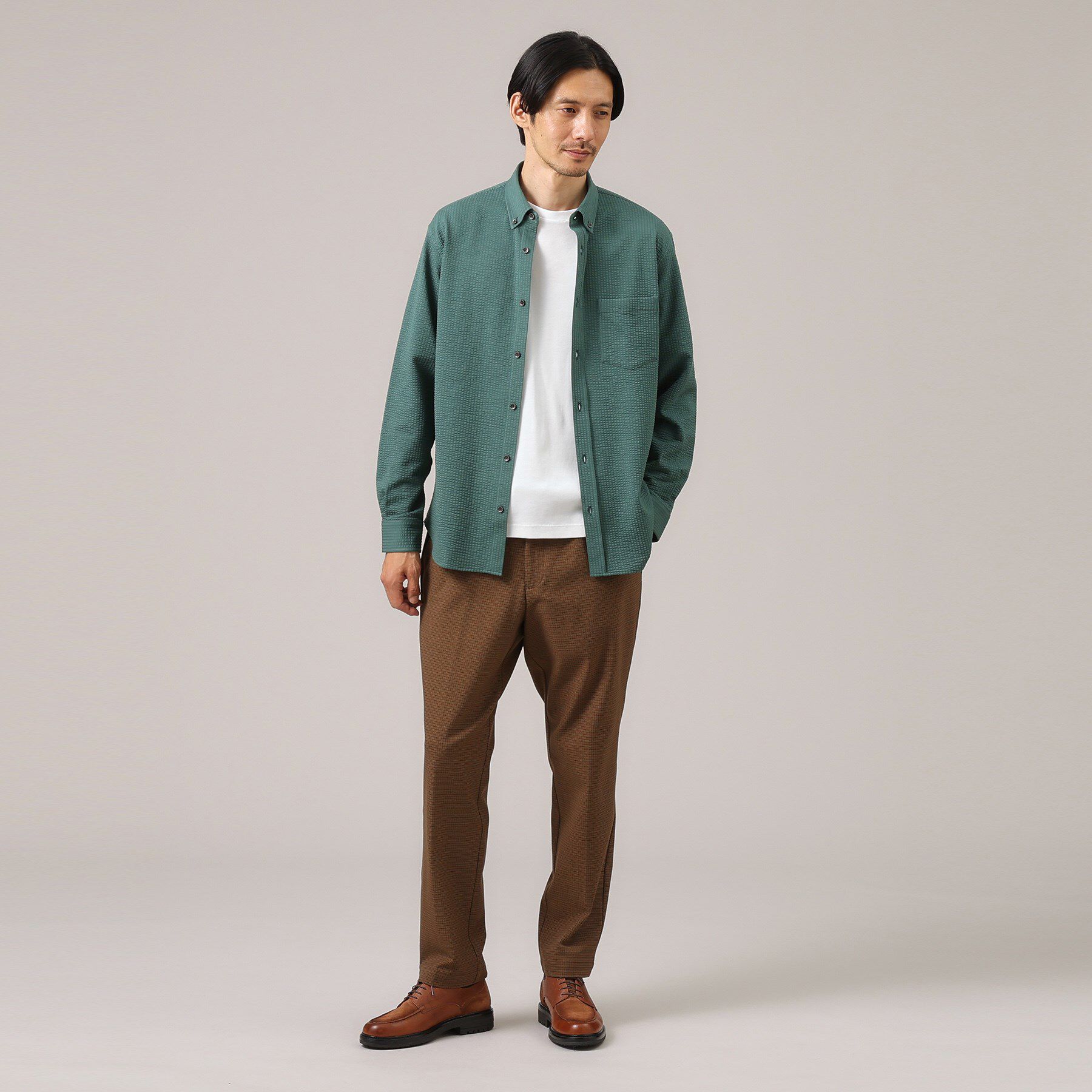 TAKEO KIKUCHI「【抗菌防臭/シーズンレス】シアサッカー ジャージシャツ」|シャツ・ブラウス|