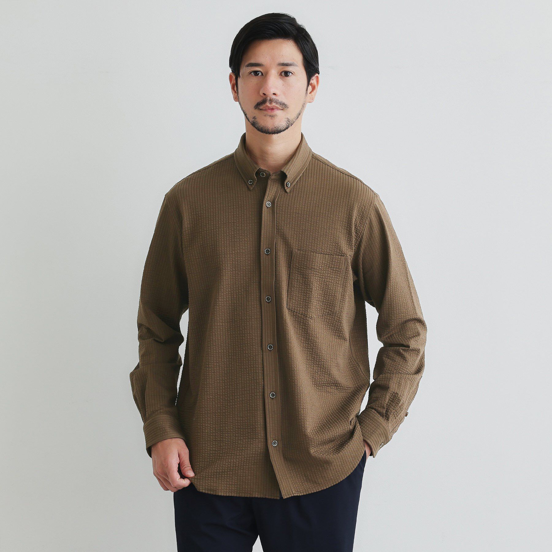 TAKEO KIKUCHI「【抗菌防臭/シーズンレス】シアサッカー ジャージシャツ」|シャツ・ブラウス|