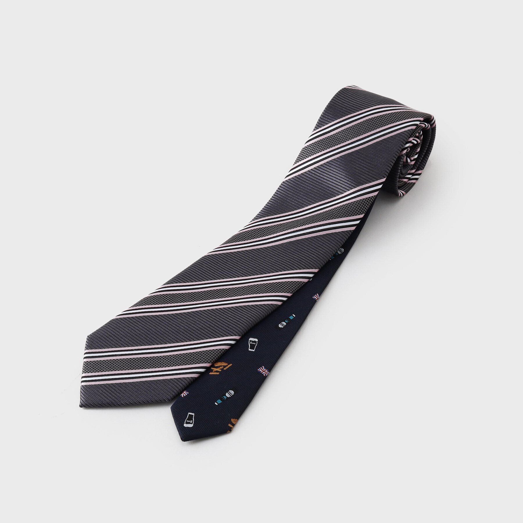 TAKEO KIKUCHI「【会話の増えるネクタイ】ベーシックストライプ　チェンジタイ」|ネクタイ・蝶ネクタイ|グレー(312)