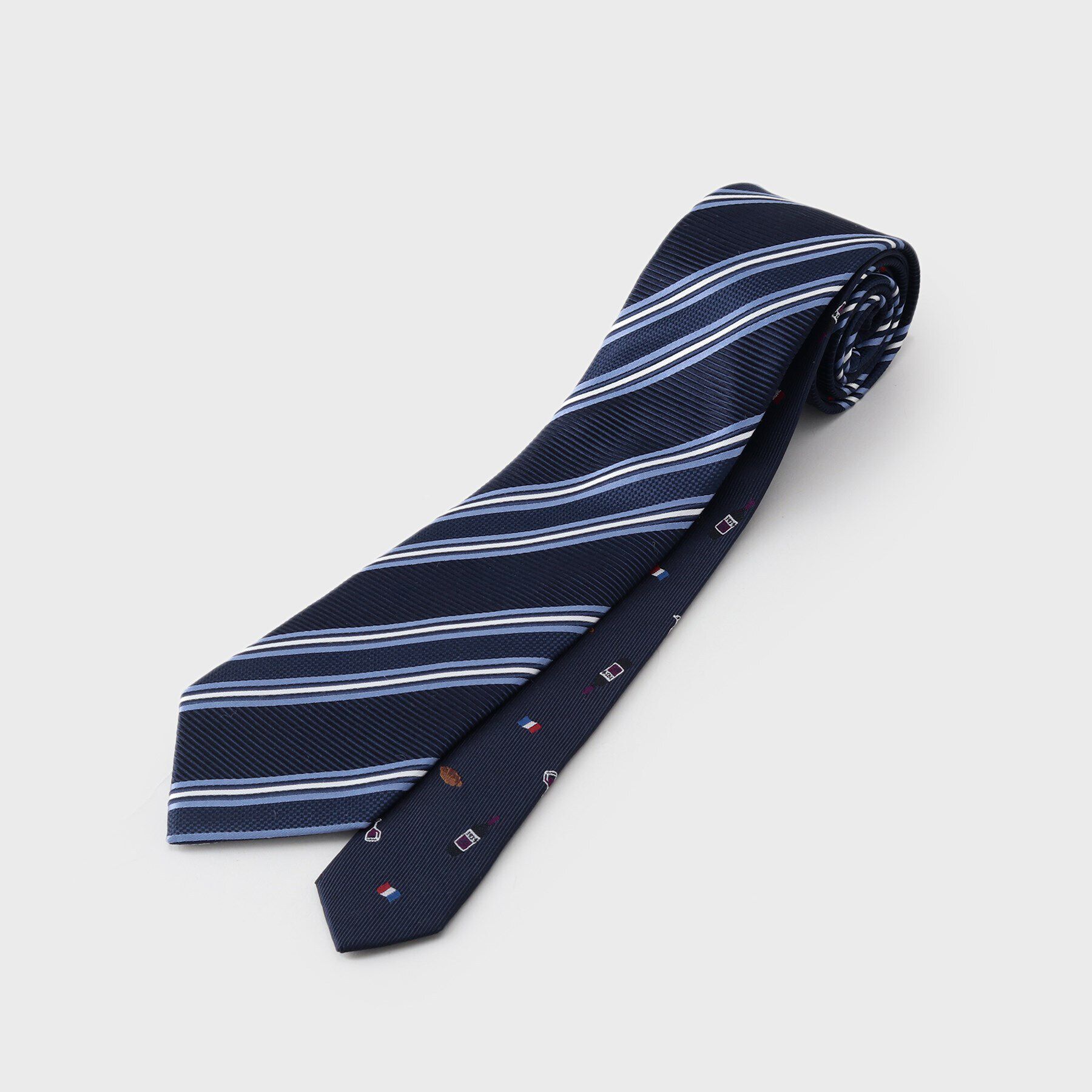 TAKEO KIKUCHI「【会話の増えるネクタイ】ベーシックストライプ　チェンジタイ」|ネクタイ・蝶ネクタイ|ネイビー(394)