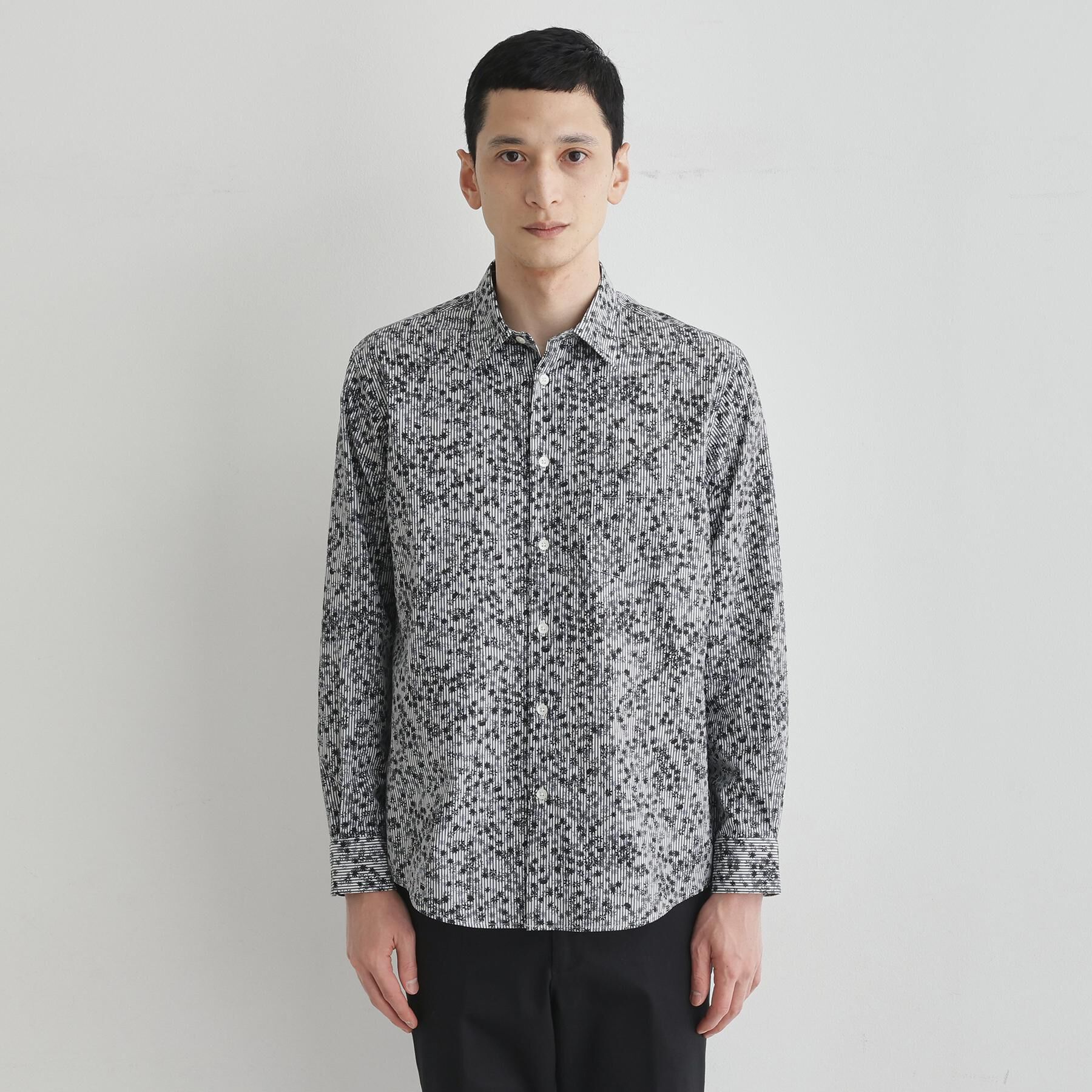 TAKEO KIKUCHI「ストライプ小花 長袖シャツ」|シャツ・ブラウス|グレー(112)