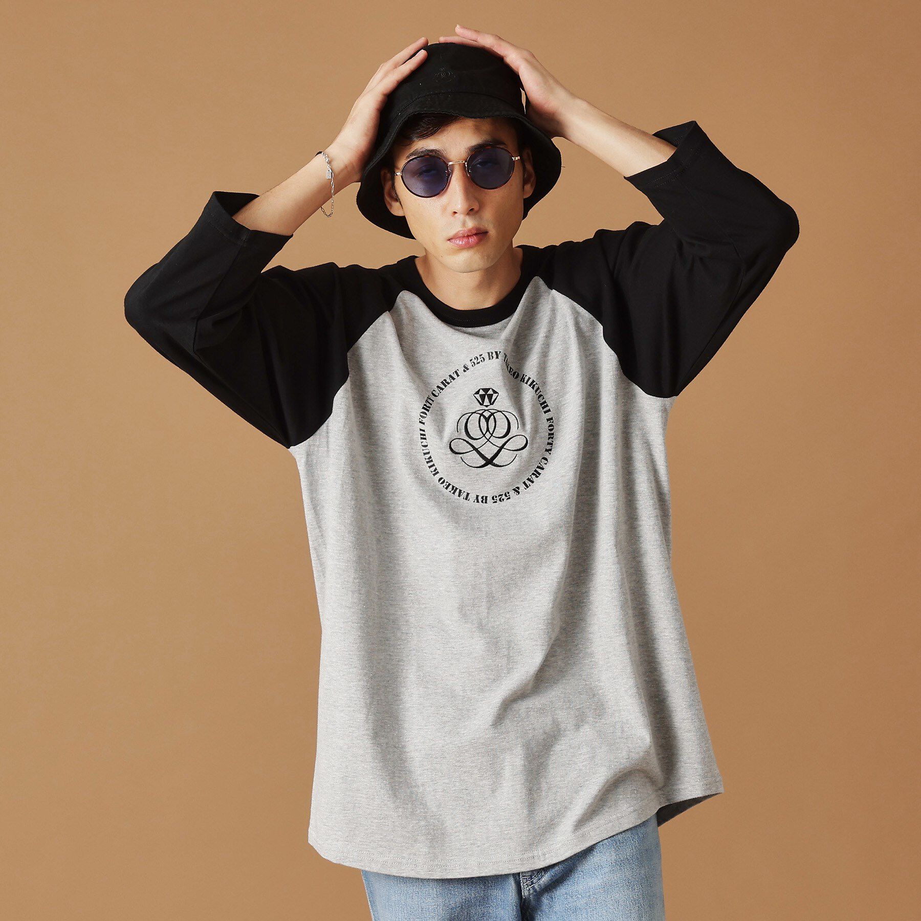 40CARATS&525「【Sサイズ～】アンドマーク7分袖ラグランTシャツ」|Tシャツ・カットソー|チャコールグレー(9