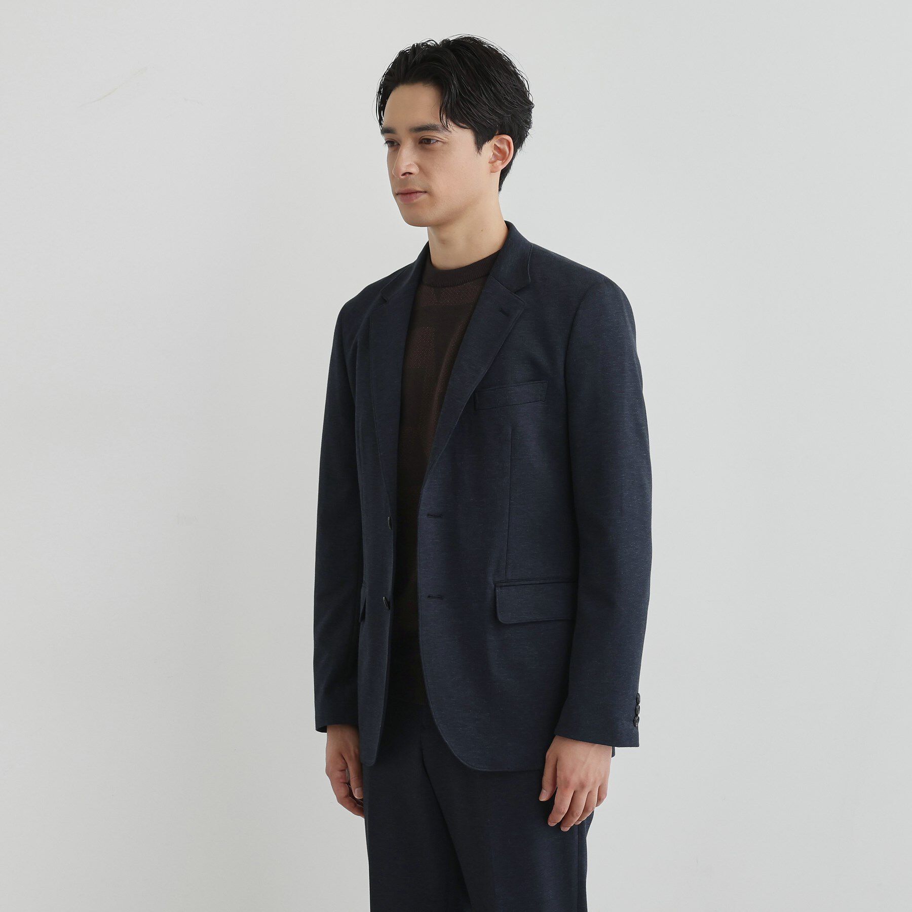 TAKEO KIKUCHI「【None Of Stress】アクティブジャージ 千鳥 ジャケット」|テーラードジャケット|ネイビー(494)