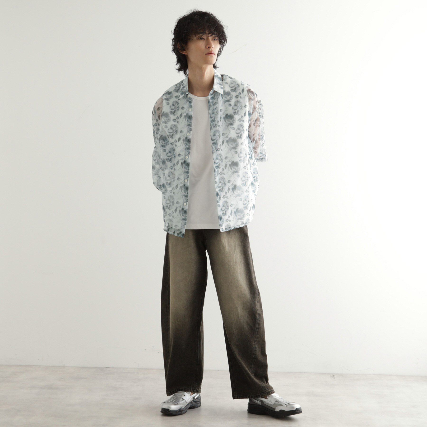 tk.TAKEO KIKUCHI「シアーフラワーシャツ」|シャツ・ブラウス|