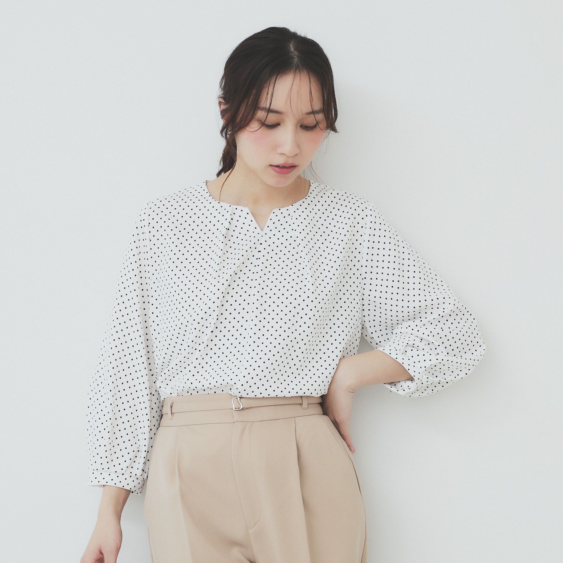 index「2WAYキーネックタックブラウス【洗濯機洗い可/防シワ】」|シャツ・ブラウス|