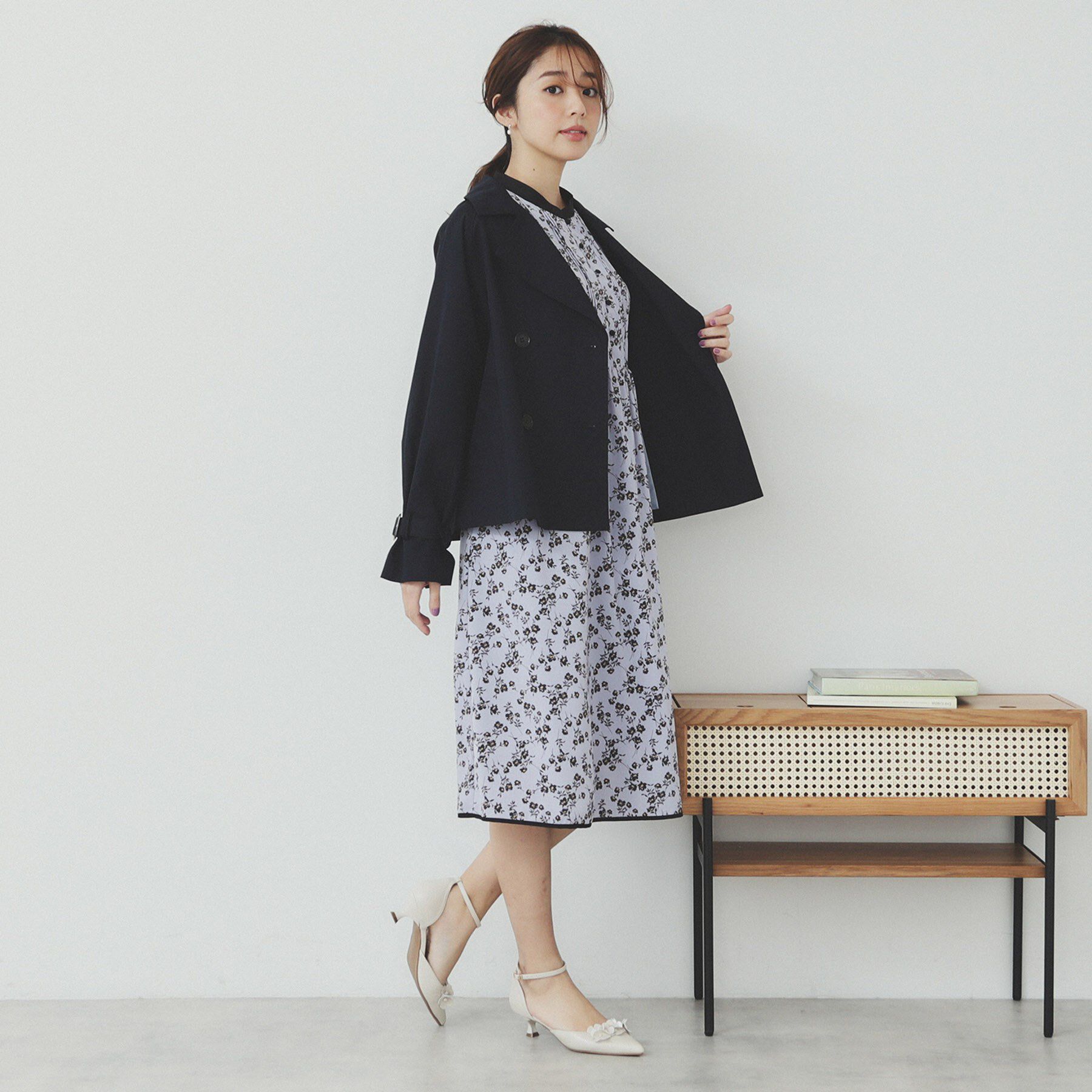 index「ミニフラワープリント バイカラーワンピース【洗濯機洗い可/イージーアイロン/防シワ】」|ワンピース|