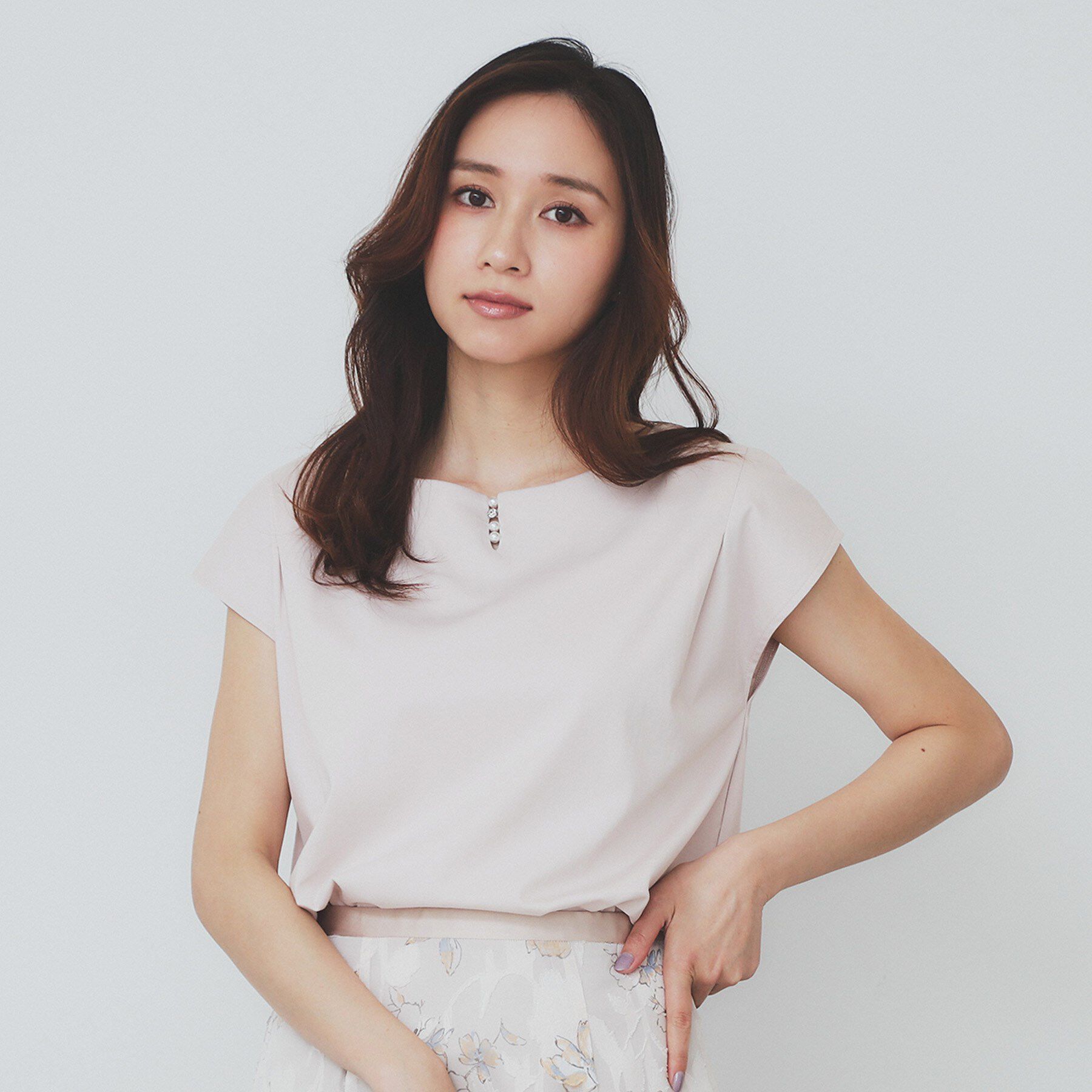 index「《6色展開/XS-3サイズ》キーネックビジュートップス【UV/接触冷感/洗濯機洗い可】」|Tシャツ・カットソー|