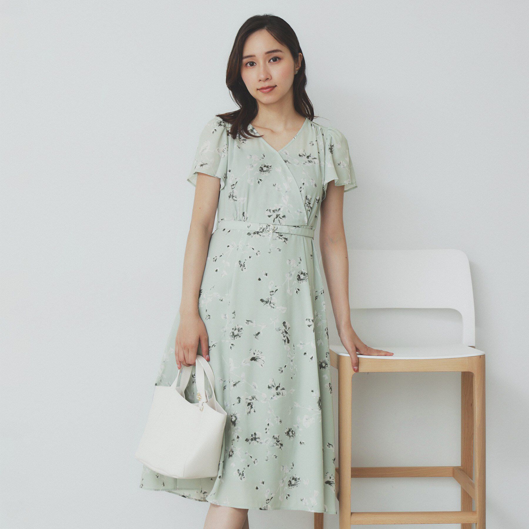 index「カシュクールフラワーワンピース【洗濯機洗い可】」|ワンピース|