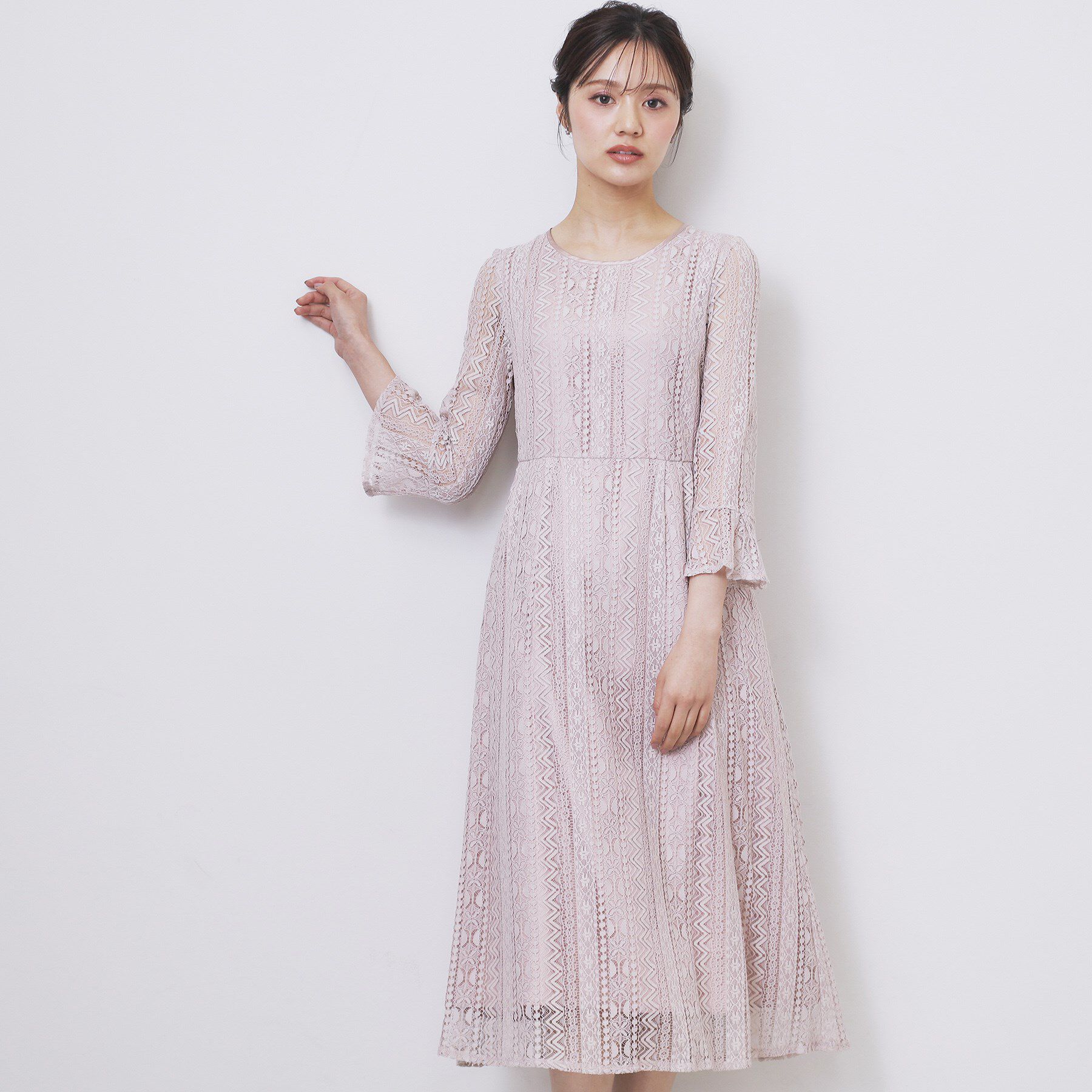index「幾何ラインレースワンピース【洗濯機OK】」|ワンピース|