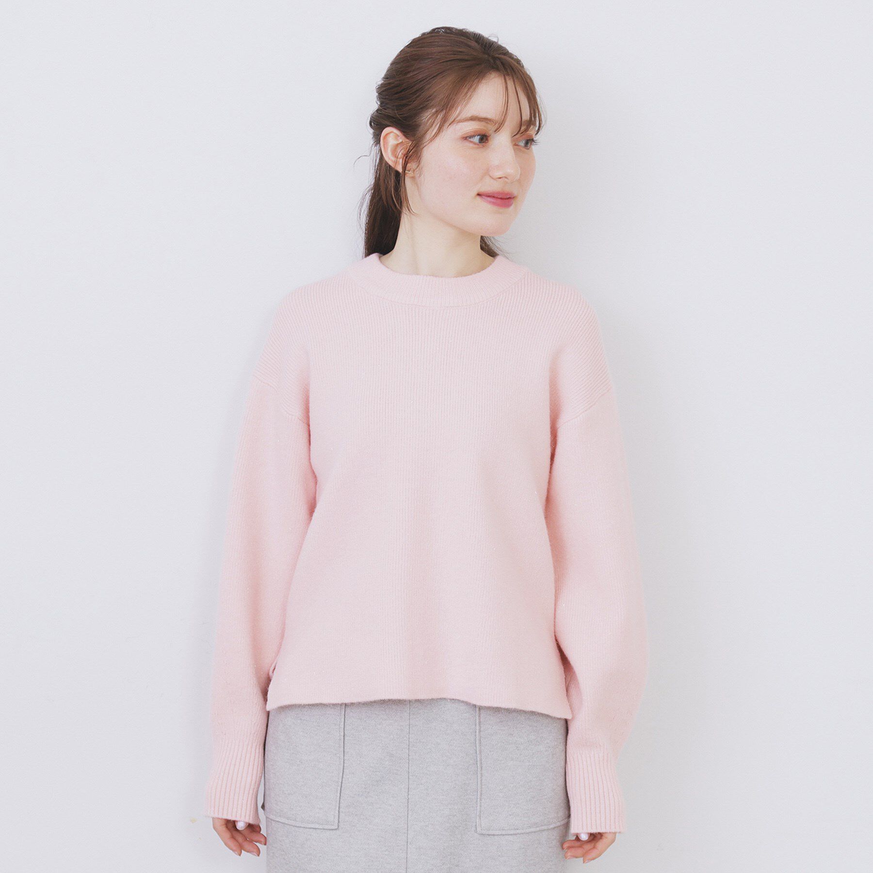 index「モックネックボクシーラメニット【洗濯機OK】《7col》」|ニット・セーター|