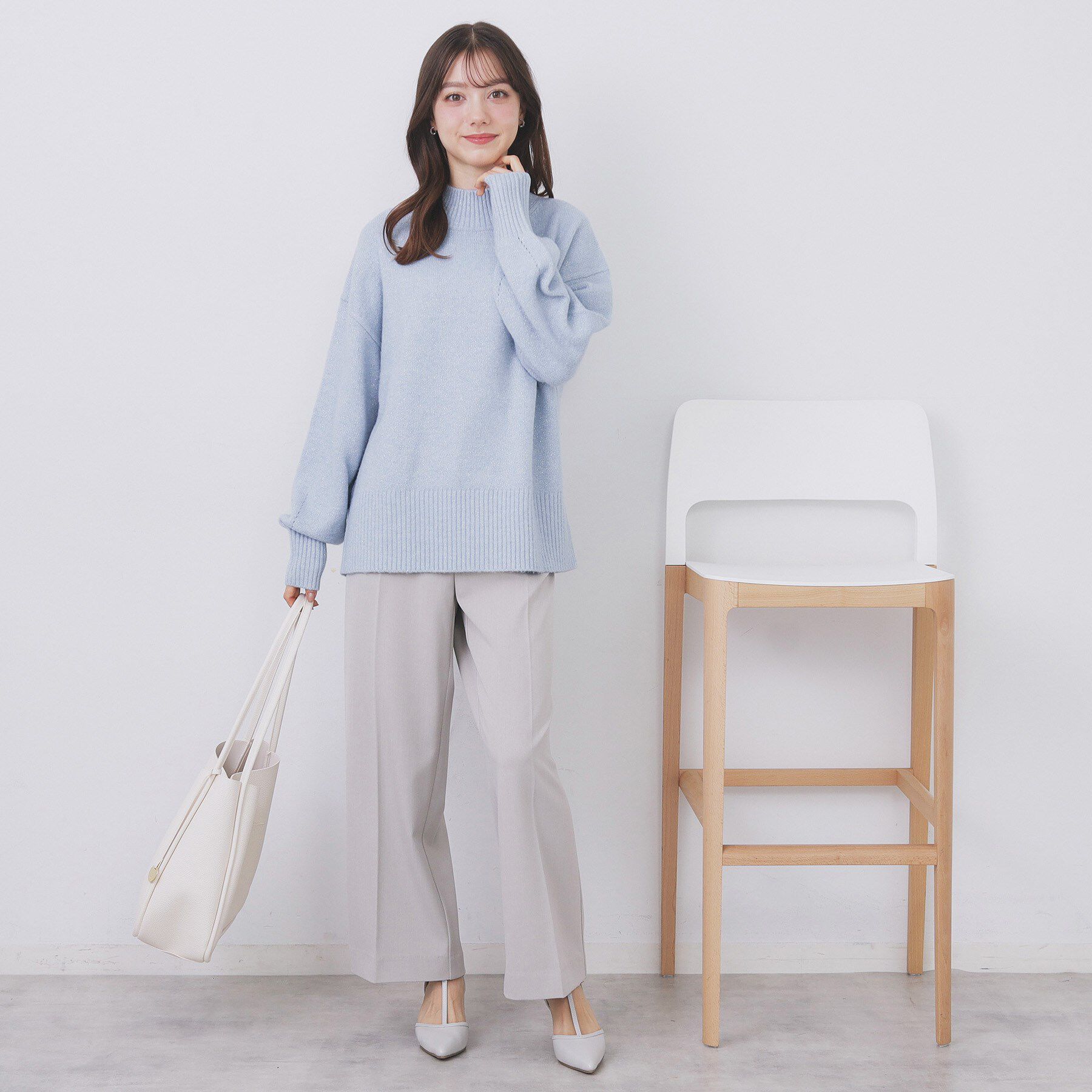 index「選べる2丈 ハイネックカラーミックスラメニット【洗濯機OK】」|ニット・セーター|