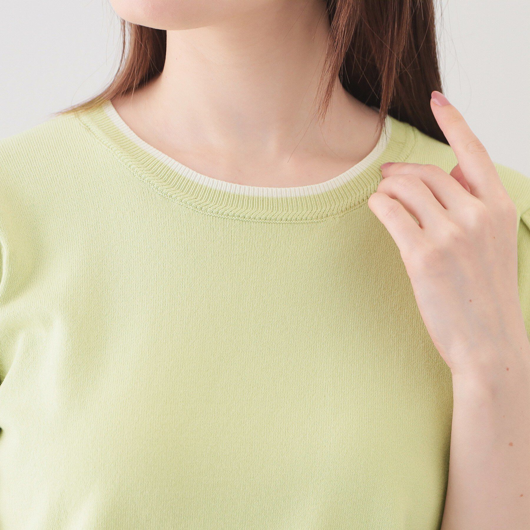 index「6分袖タックスリーブニット【洗濯機OK/UVケア】《XS～LL/9col》」|ニット・セーター|