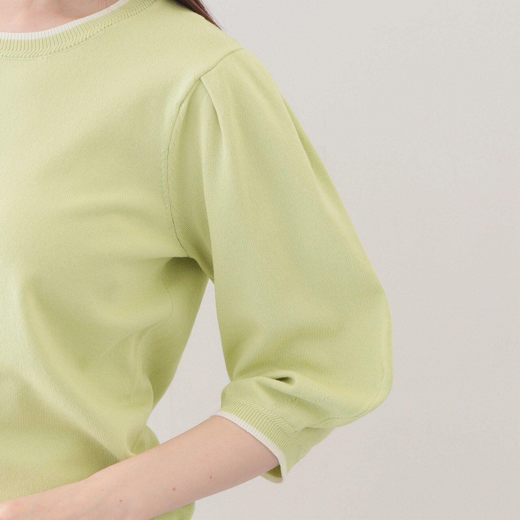 index「6分袖タックスリーブニット【洗濯機OK/UVケア】《XS～LL/9col》」|ニット・セーター|