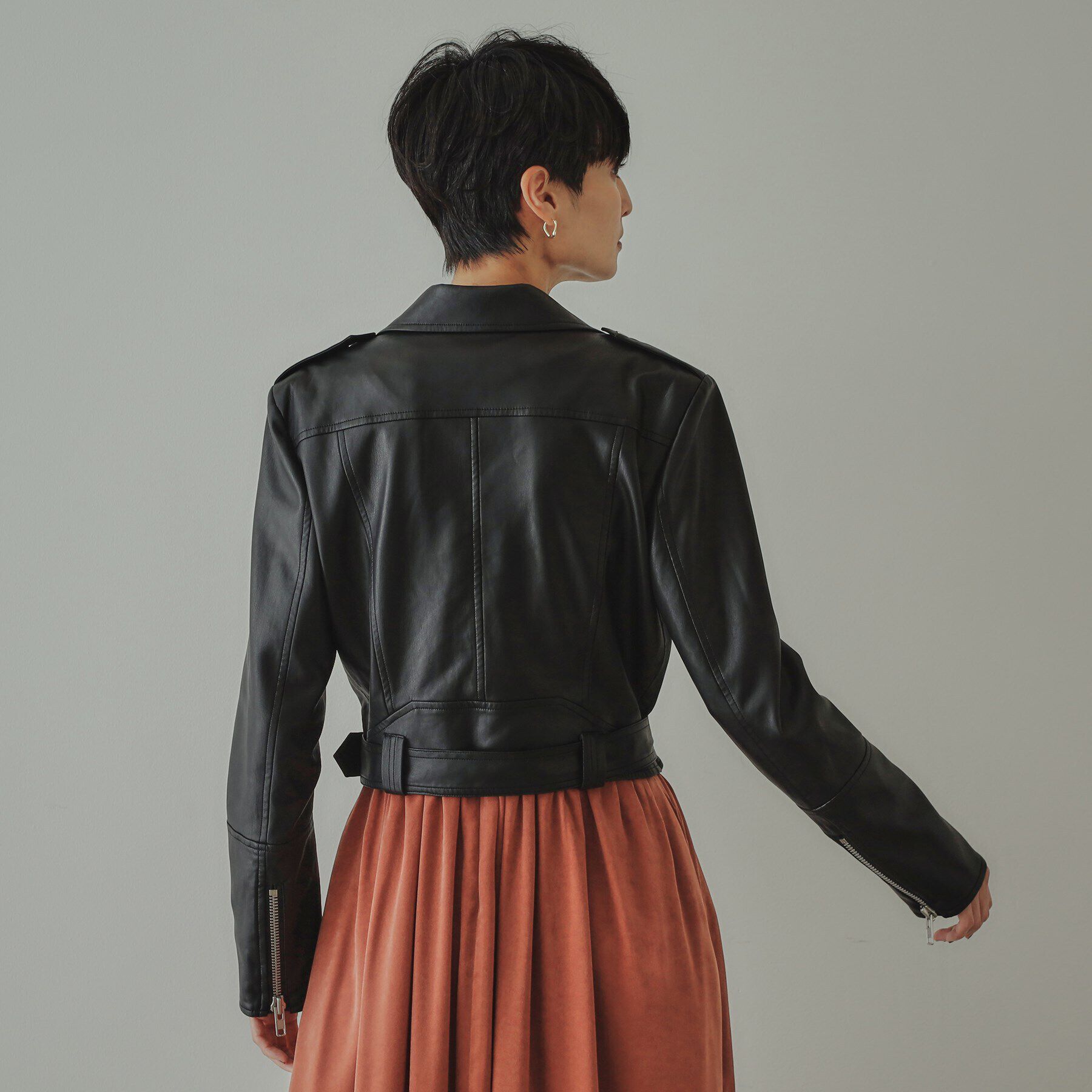 OPAQUE.CLIP「【大草直子さんコラボ】ショート丈ライダースジャケット」|ライダースジャケット|