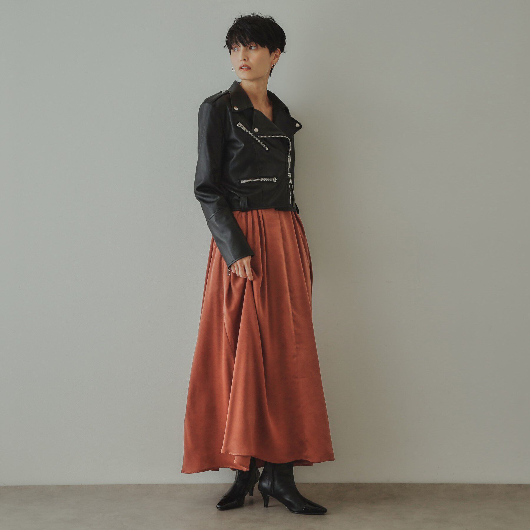 OPAQUE.CLIP「【大草直子さんコラボ】ショート丈ライダースジャケット」|ライダースジャケット|