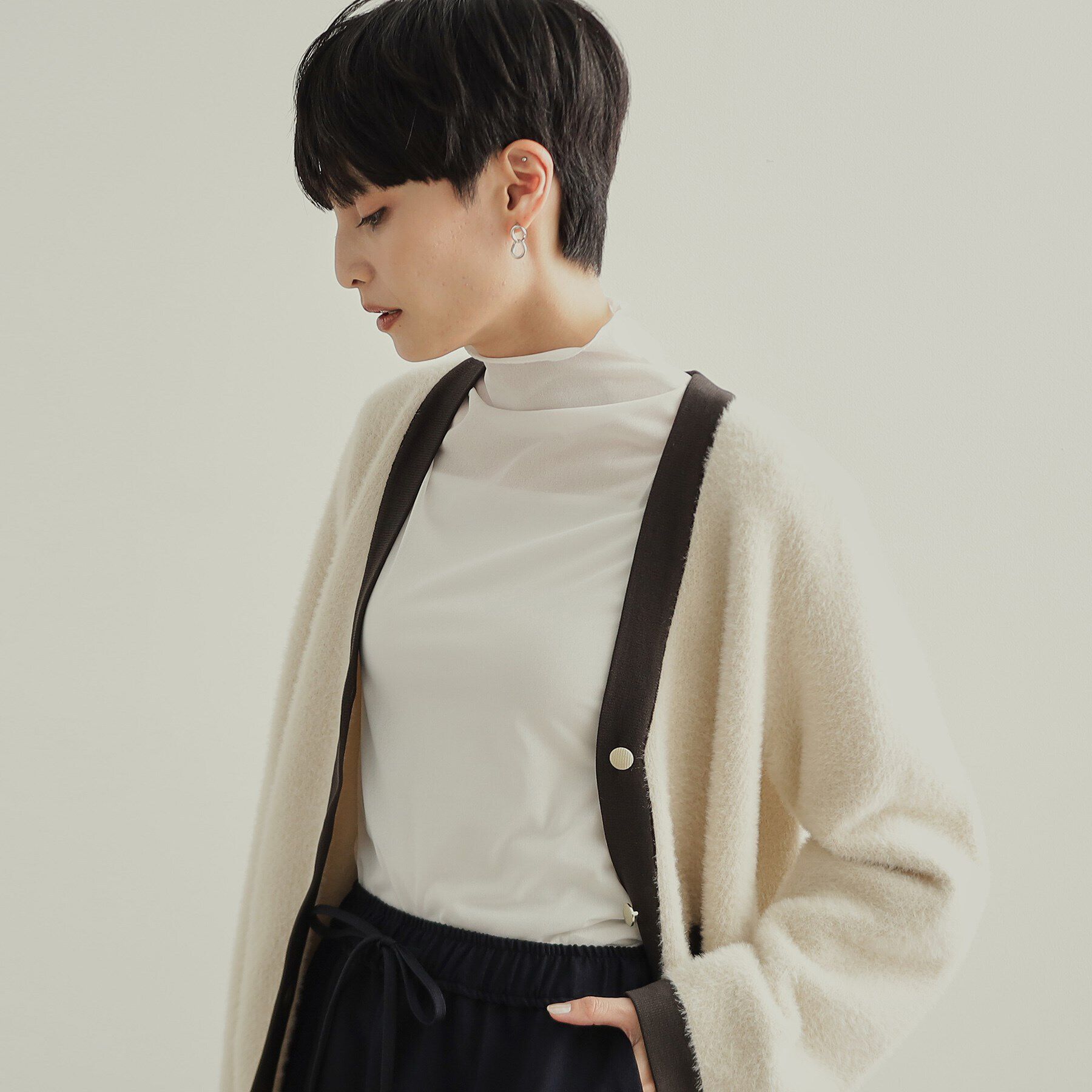 OPAQUE.CLIP「シアーメロウハイネックトップス【洗濯機洗い可】」|Tシャツ・カットソー|