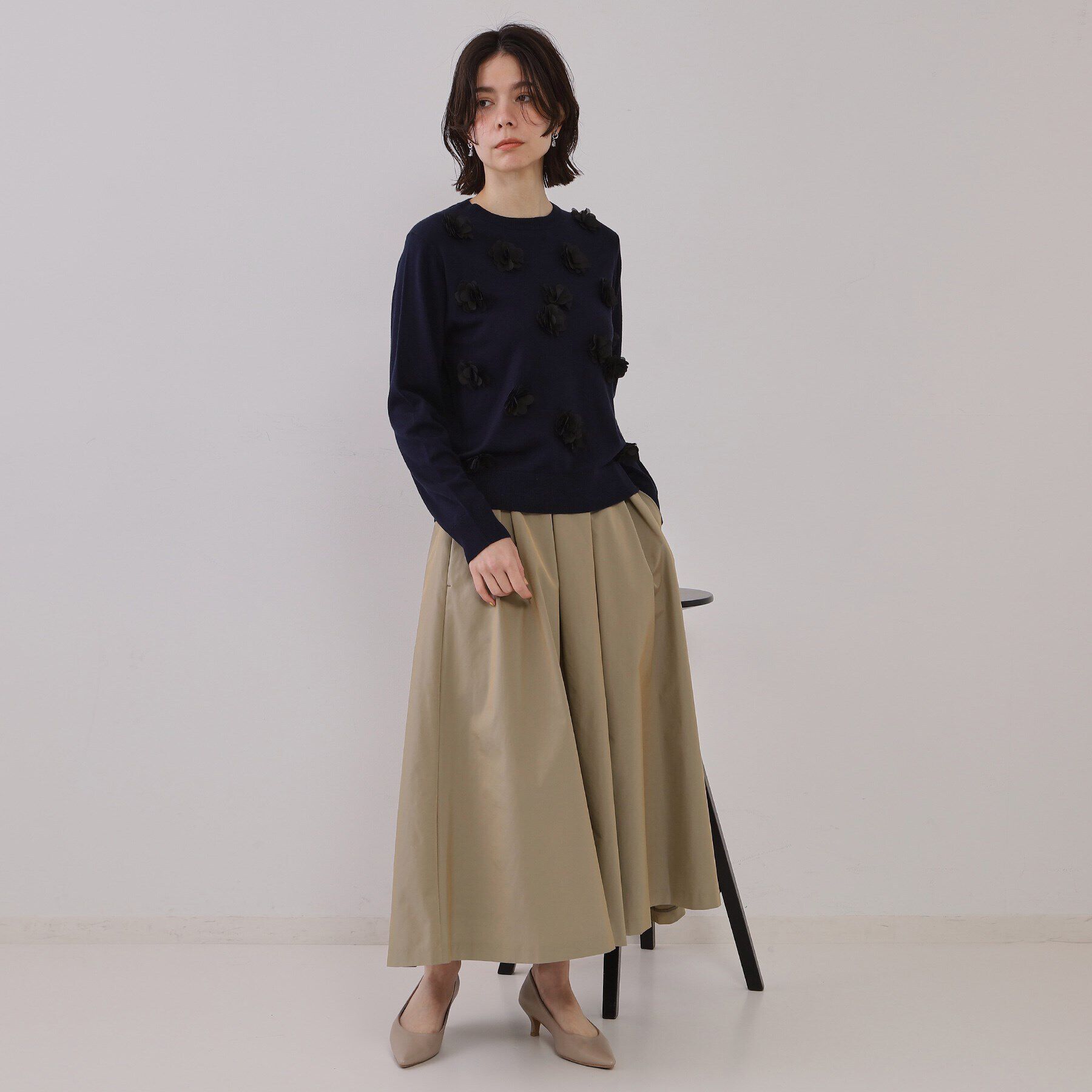 OPAQUE.CLIP「シャンブレータックフレアスカート【洗濯機洗い可】」|スカート|