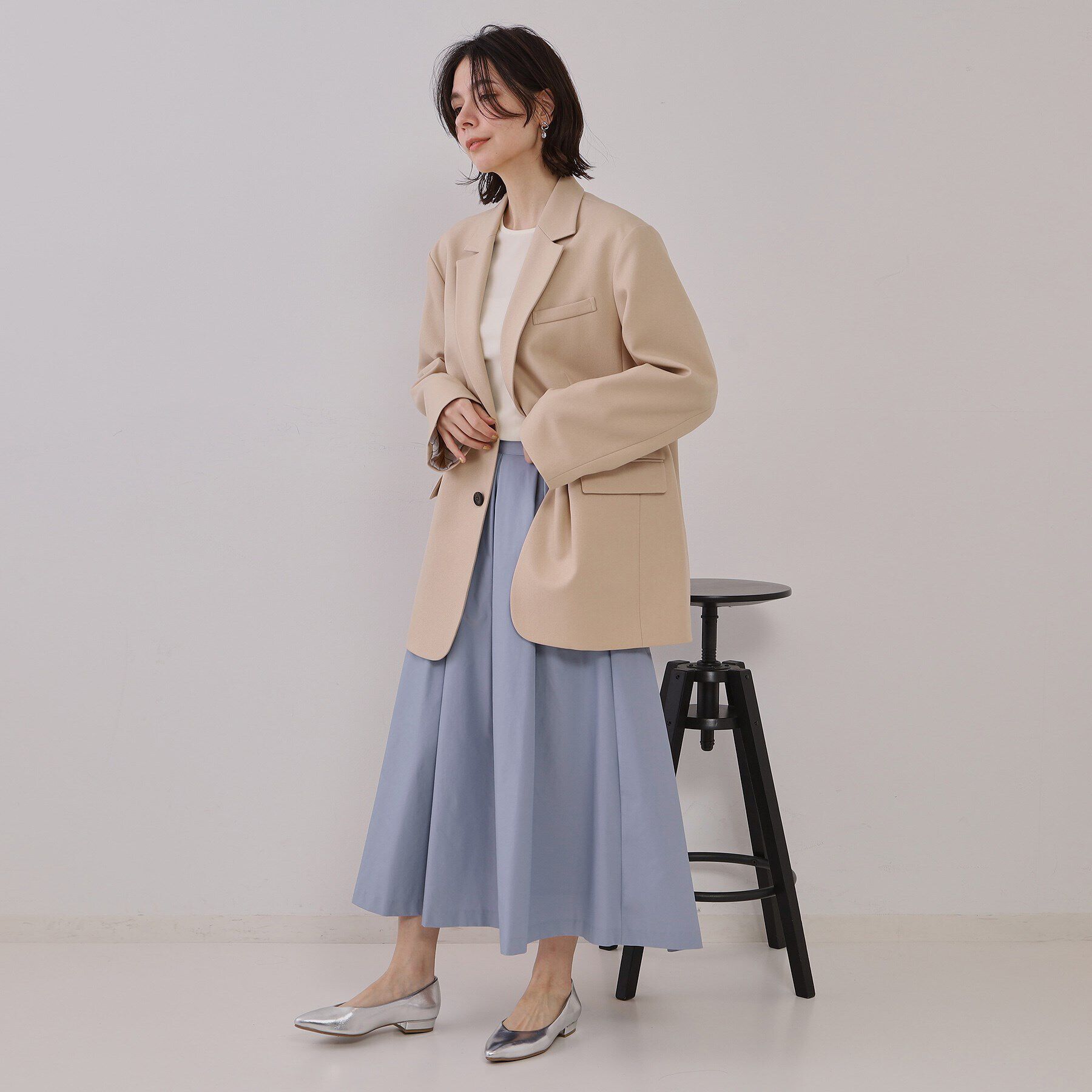 OPAQUE.CLIP「シャンブレータックフレアスカート【洗濯機洗い可】」|スカート|