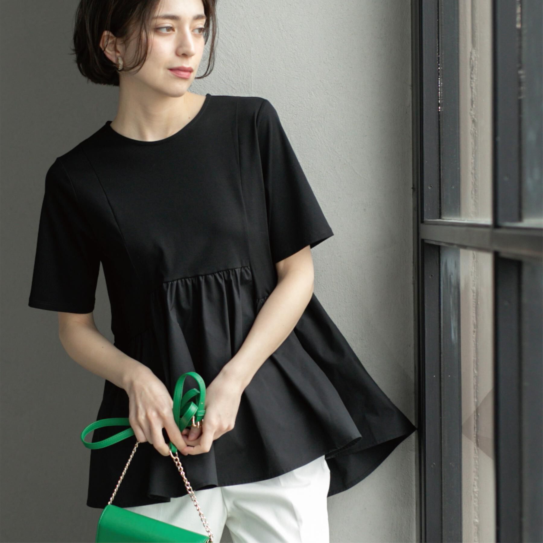 OPAQUE.CLIP「ペプラムドッキングカットソー【洗濯機洗い可】」|Tシャツ・カットソー|