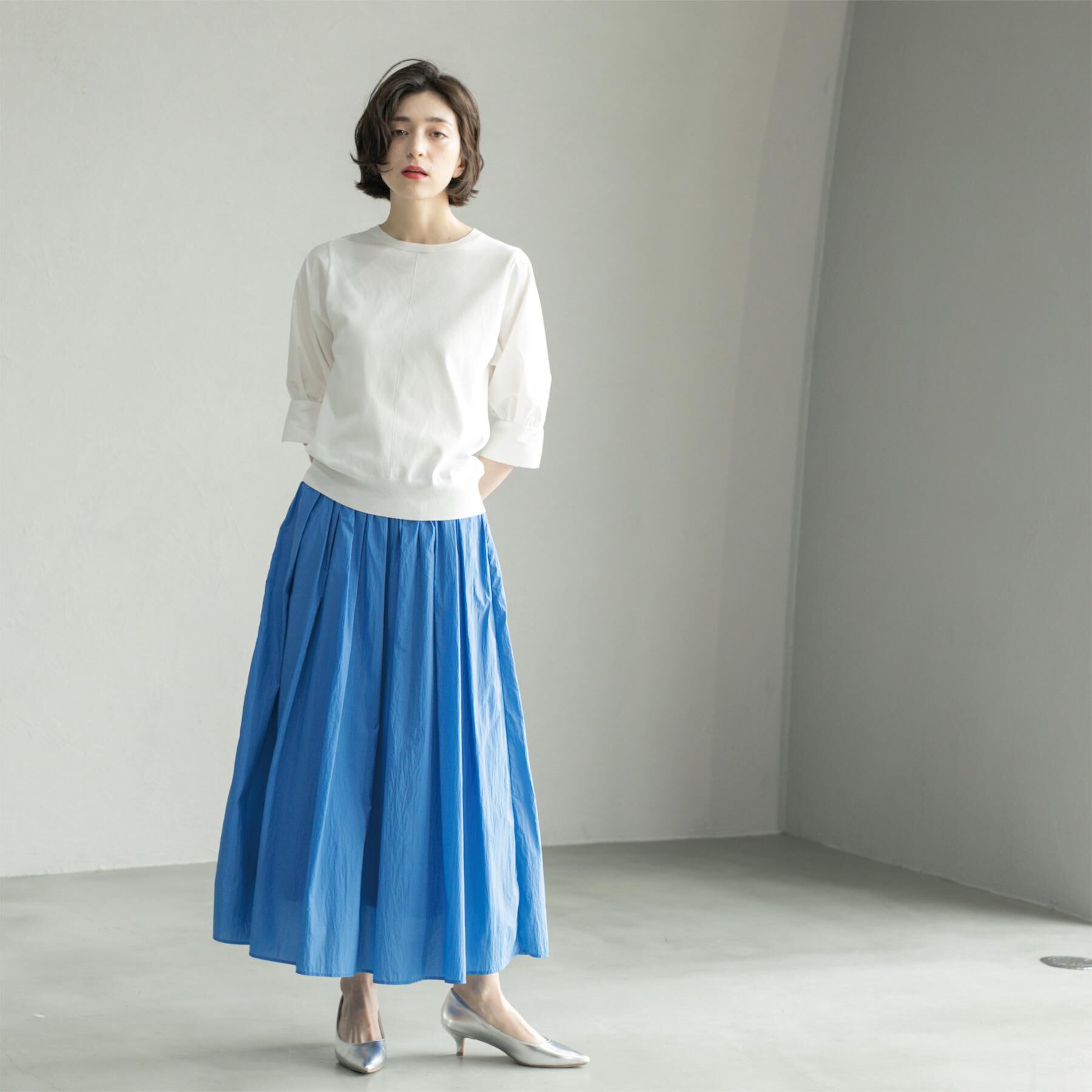 OPAQUE.CLIP「シアーヴィンテージイージーフレアスカート【洗濯機洗い可】」|スカート|