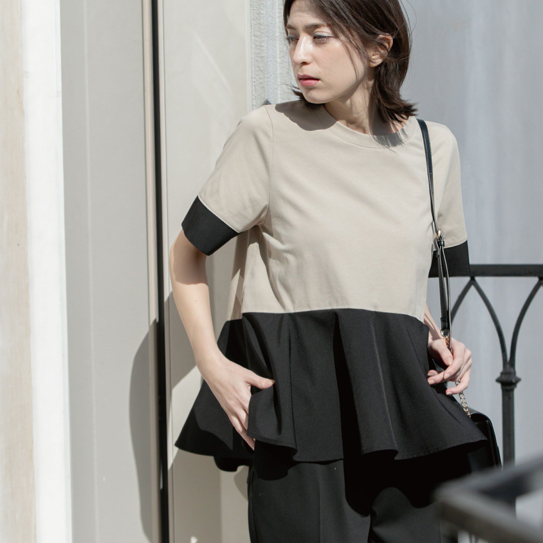 OPAQUE.CLIP「ペプラム切替ドッキングトップス【洗濯機洗い可】」|Tシャツ・カットソー|