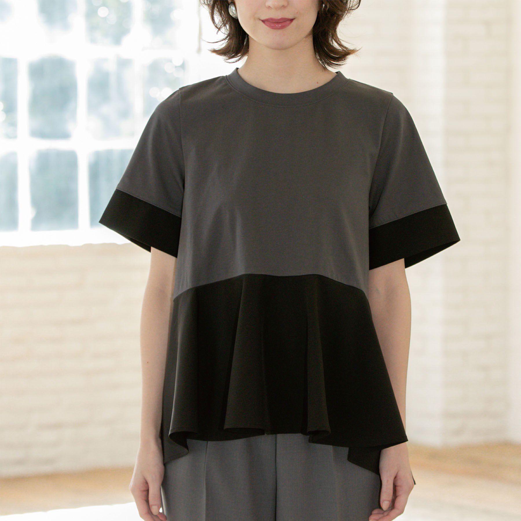 OPAQUE.CLIP「ペプラム切替ドッキングトップス【洗濯機洗い可】」|Tシャツ・カットソー|