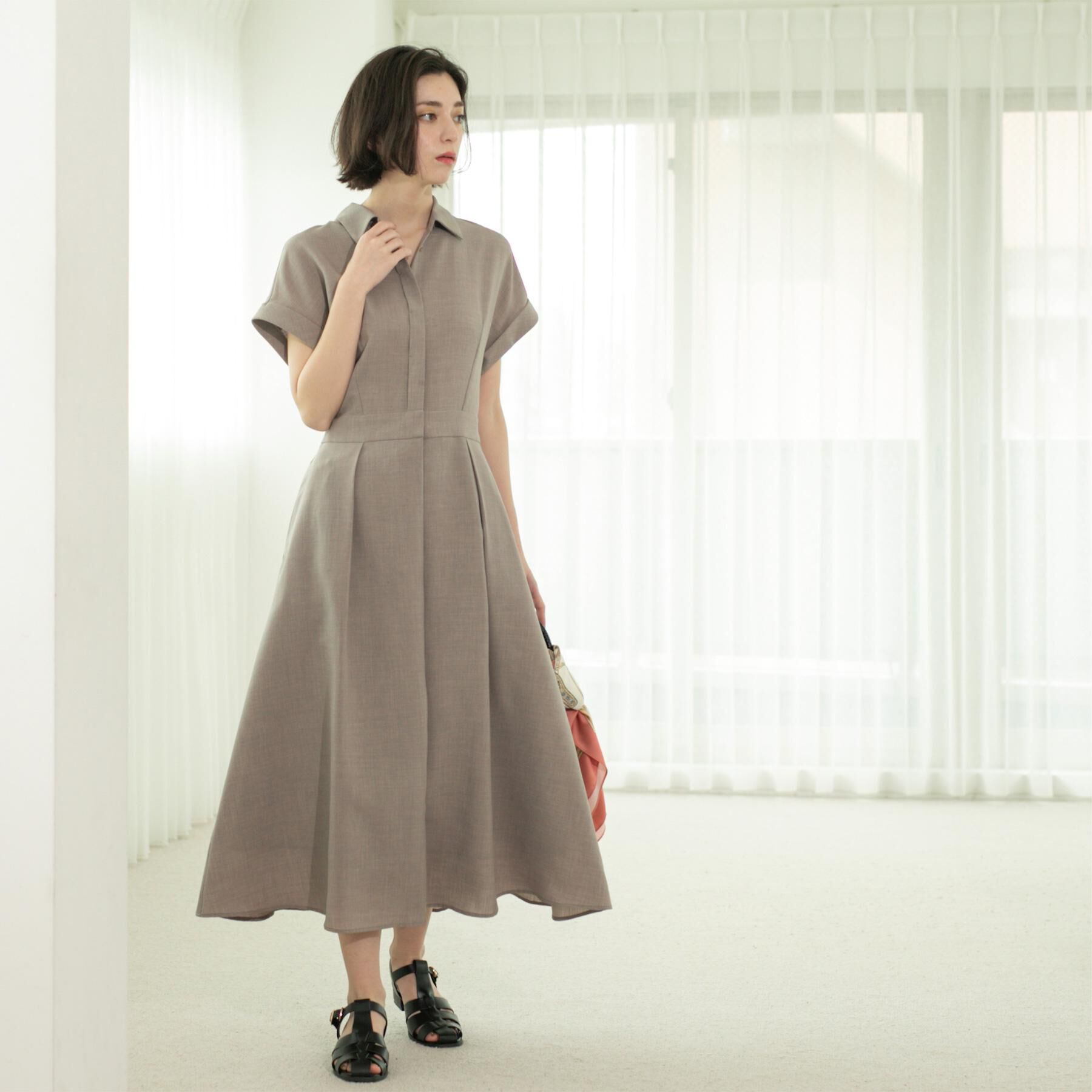 OPAQUE.CLIP「リネンライクシャツワンピース【洗濯機洗い可/吸水速乾/接触冷感】」|ワンピース|