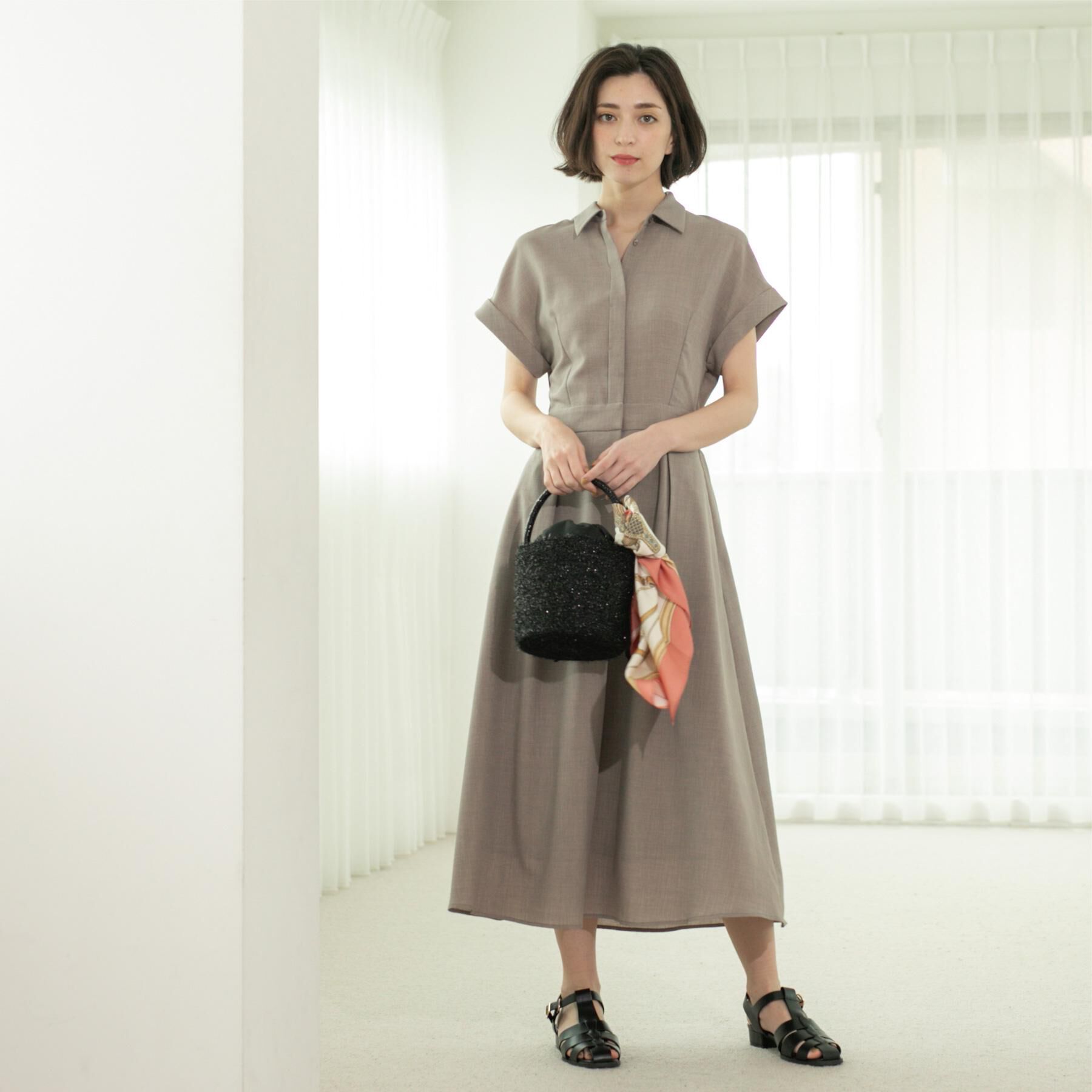 OPAQUE.CLIP「リネンライクシャツワンピース【洗濯機洗い可/吸水速乾/接触冷感】」|ワンピース|