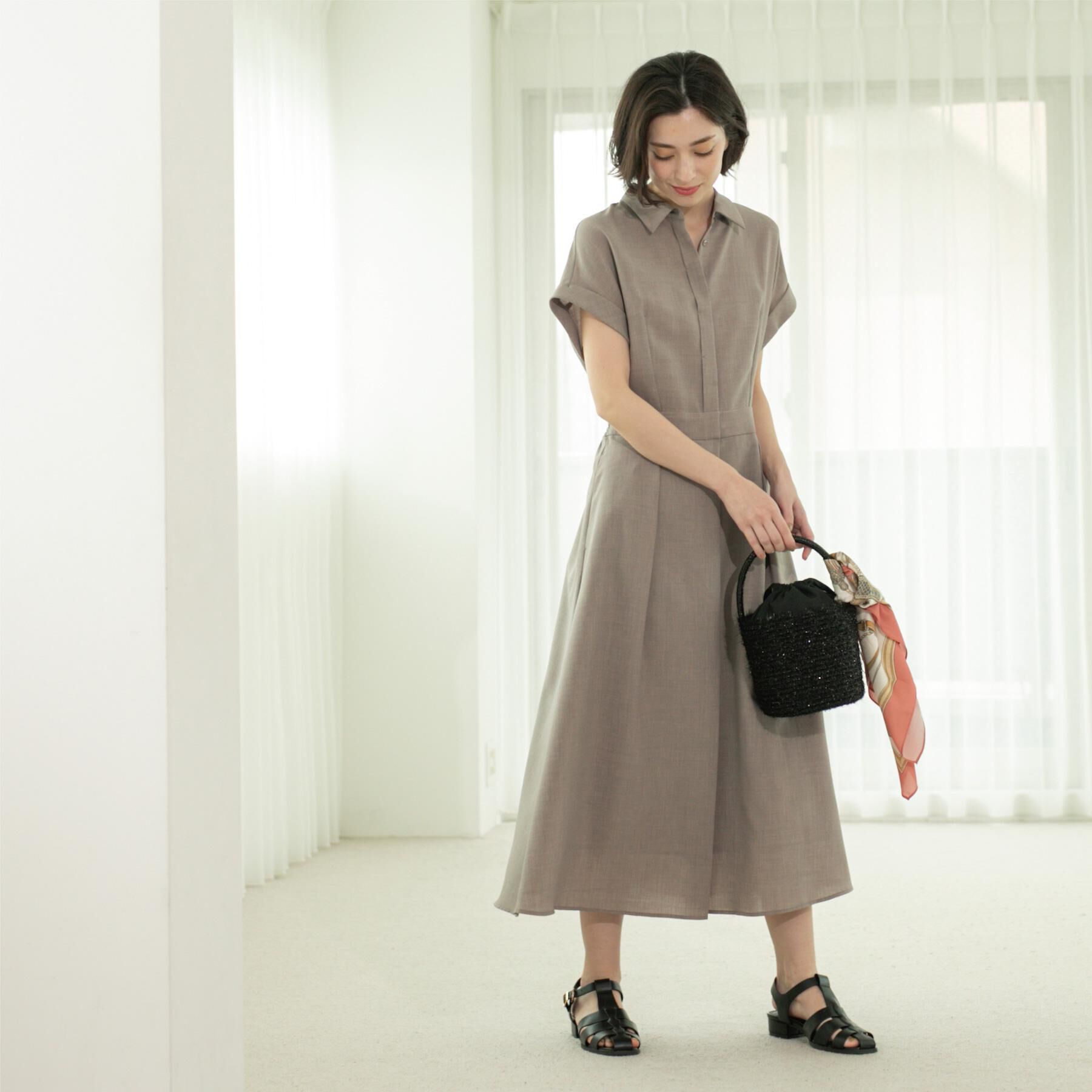 OPAQUE.CLIP「リネンライクシャツワンピース【洗濯機洗い可/吸水速乾/接触冷感】」|ワンピース|