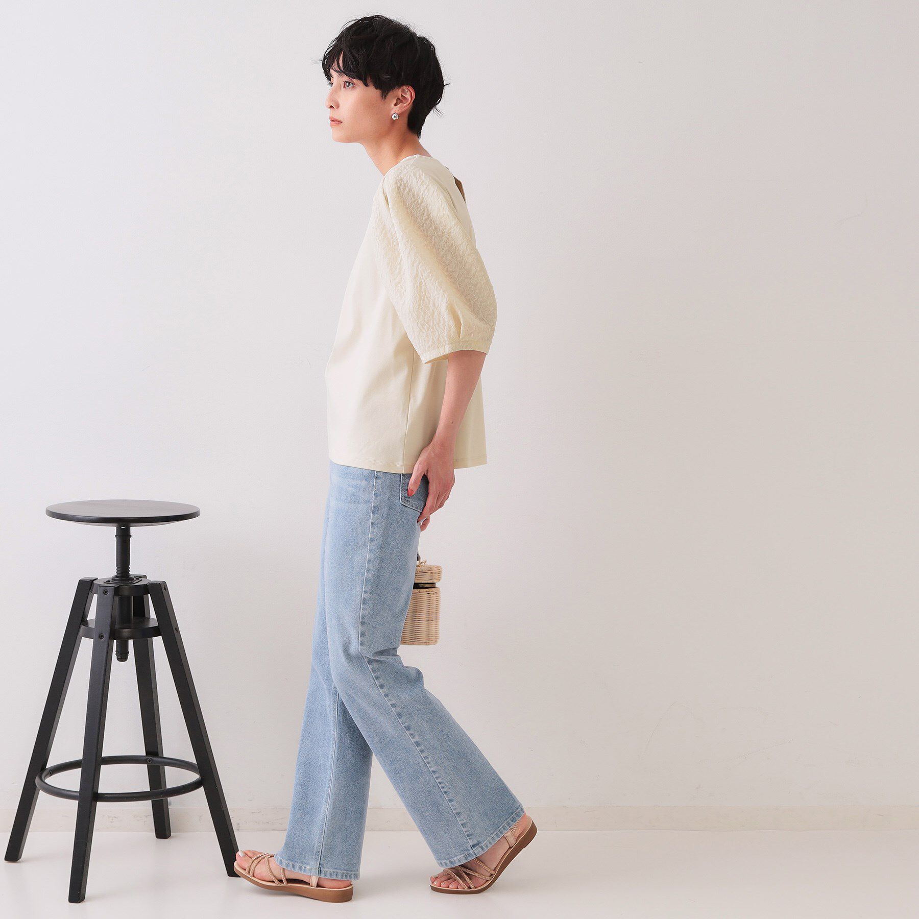 OPAQUE.CLIP「ふくれドッキングスリーブトップス【洗濯機洗い可】」|Tシャツ・カットソー|