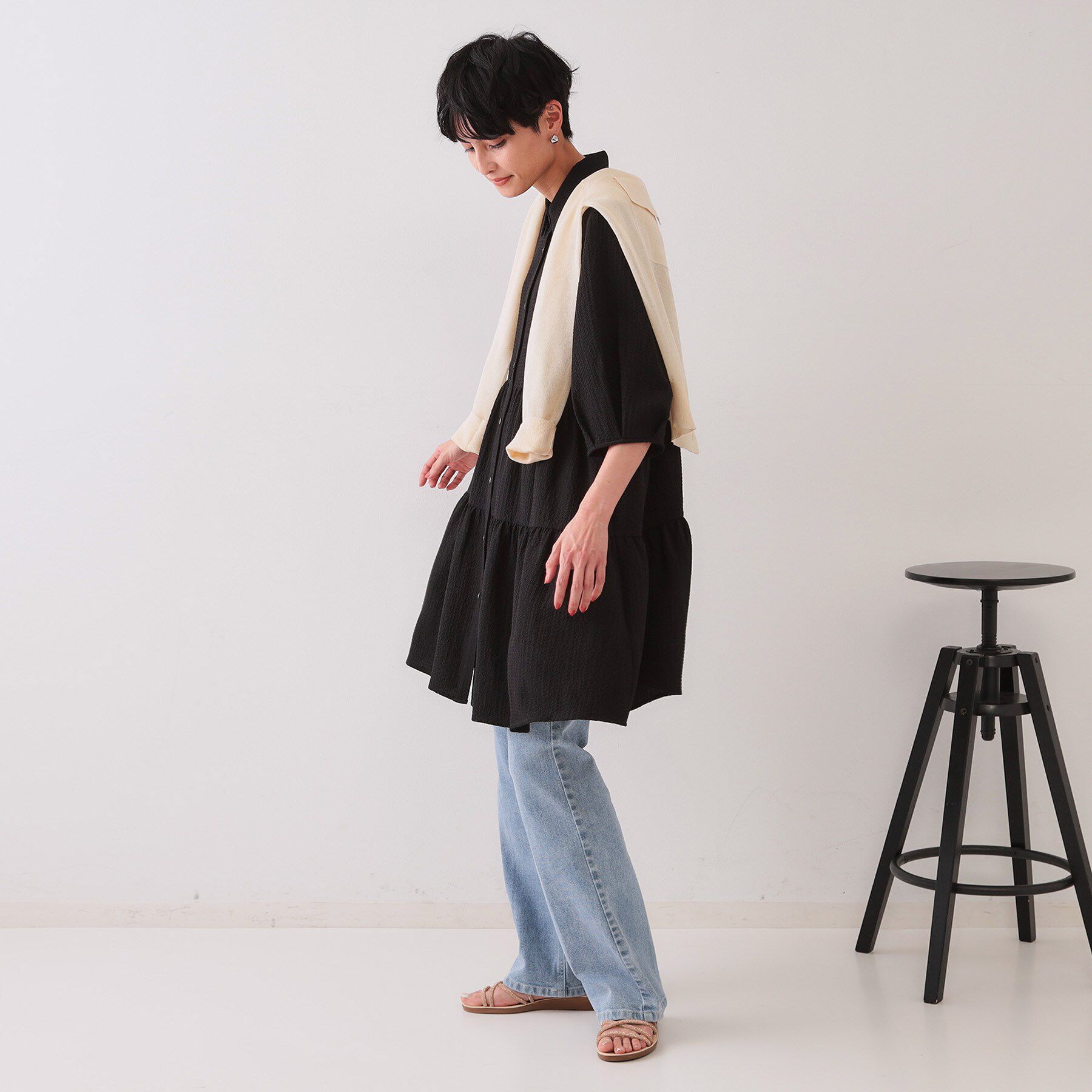 OPAQUE.CLIP「ふくれジャカードティアードチュニックブラウス【洗濯機洗い可】」|シャツ・ブラウス|