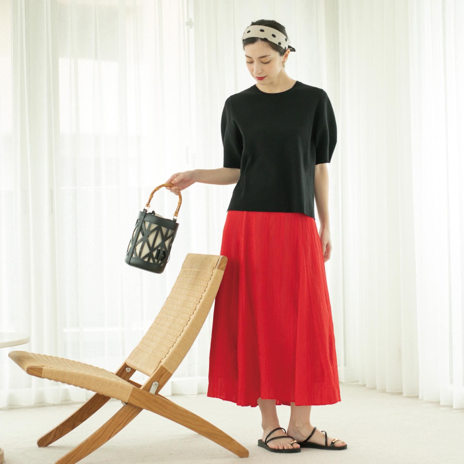 OPAQUE.CLIP「カーブスリーブニット【UV/洗濯機洗い可】」|ニット・セーター|