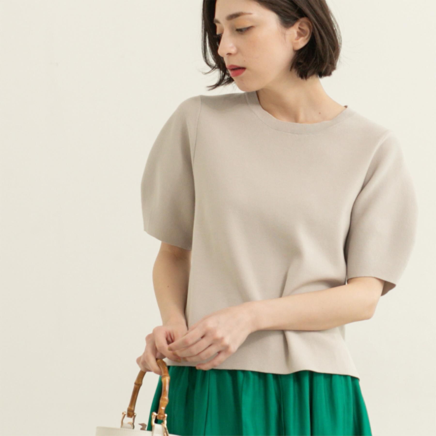 OPAQUE.CLIP「カーブスリーブニット【UV/洗濯機洗い可】」|ニット・セーター|