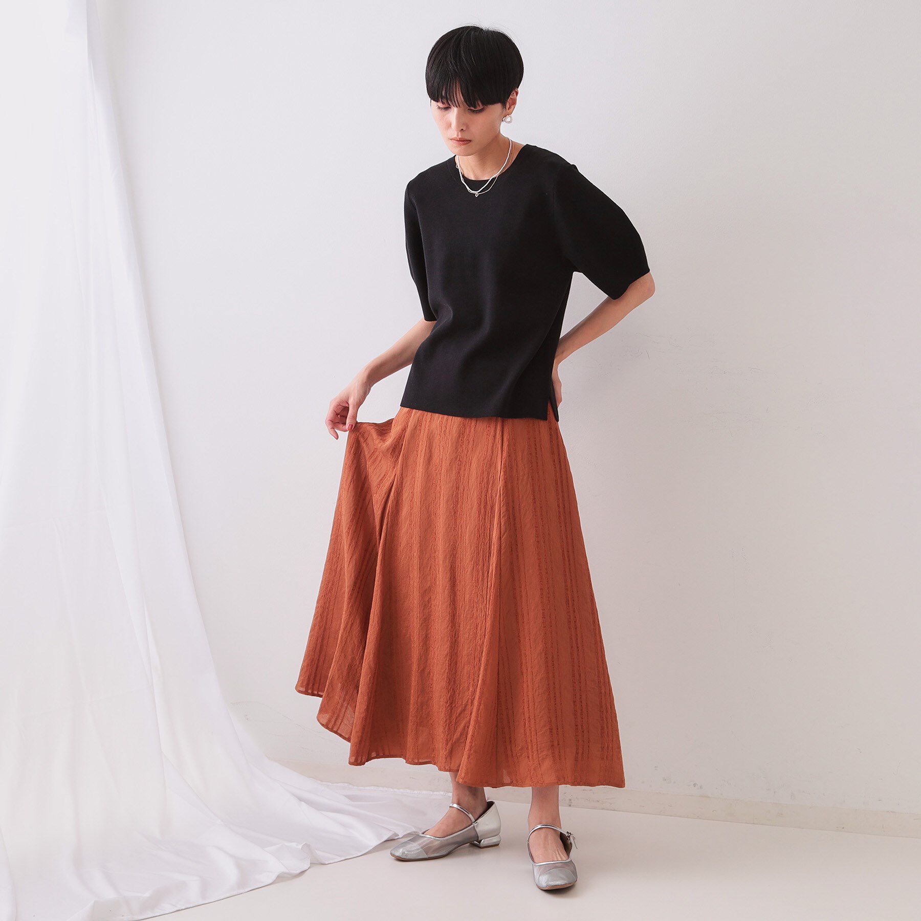 OPAQUE.CLIP「カーブスリーブニット【UV/洗濯機洗い可】」|ニット・セーター|