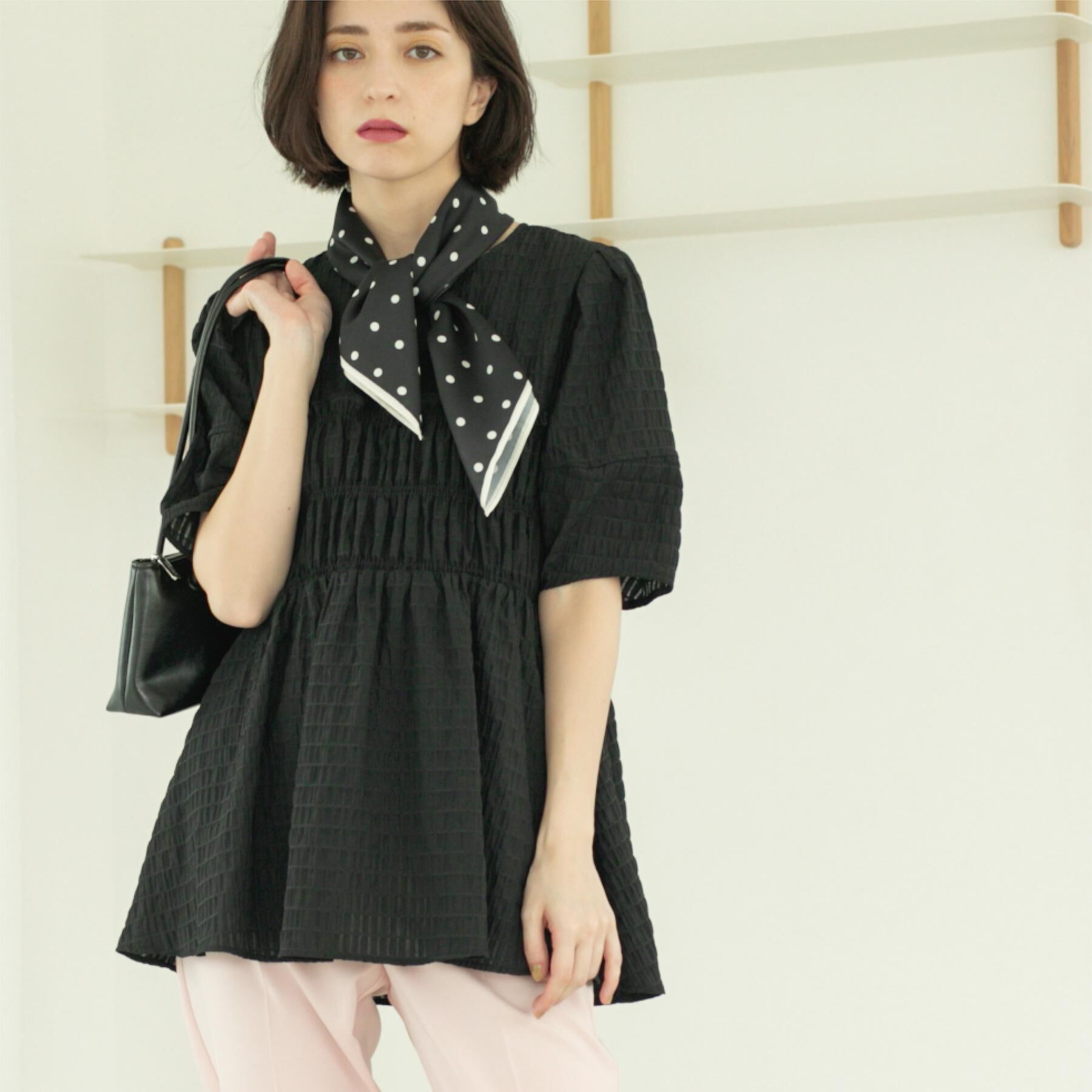 OPAQUE.CLIP「シャーリングペプラムブラウス【洗濯機洗い可】」|シャツ・ブラウス|