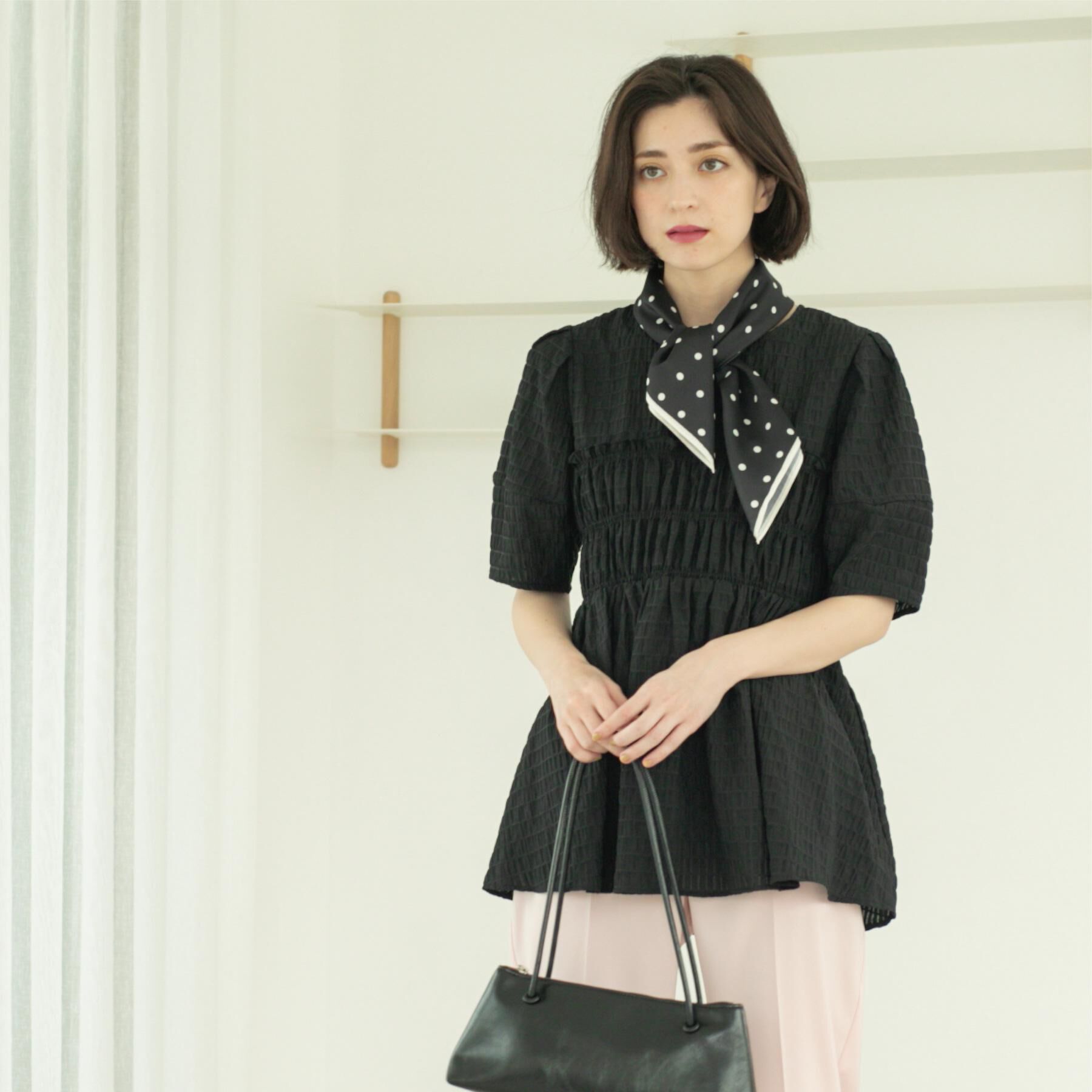 OPAQUE.CLIP「シャーリングペプラムブラウス【洗濯機洗い可】」|シャツ・ブラウス|