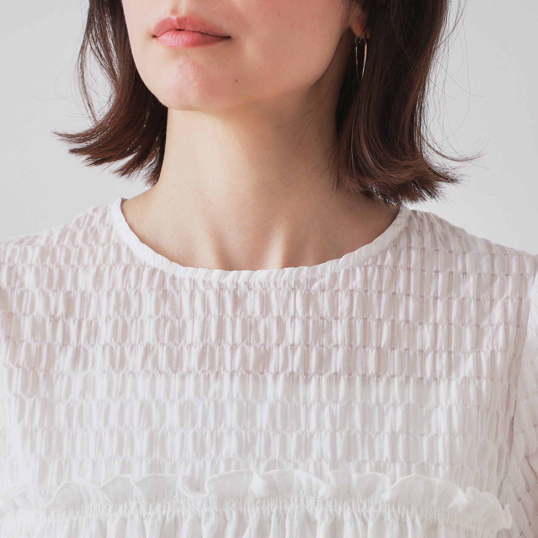 OPAQUE.CLIP「シャーリングペプラムブラウス【洗濯機洗い可】」|シャツ・ブラウス|