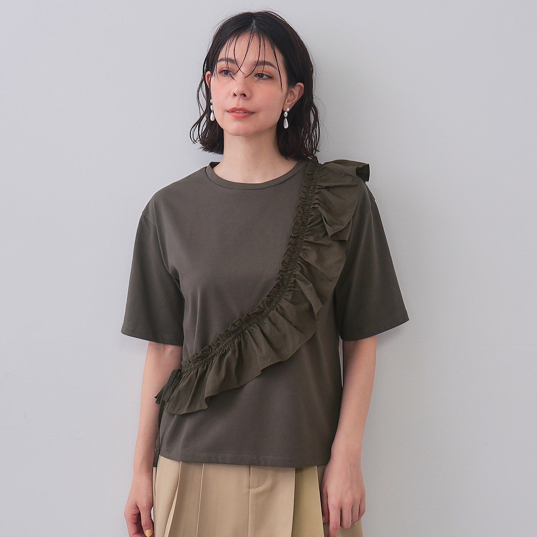 OPAQUE.CLIP「フリルドッキングカットソー【洗濯機洗い可】」|Tシャツ・カットソー|