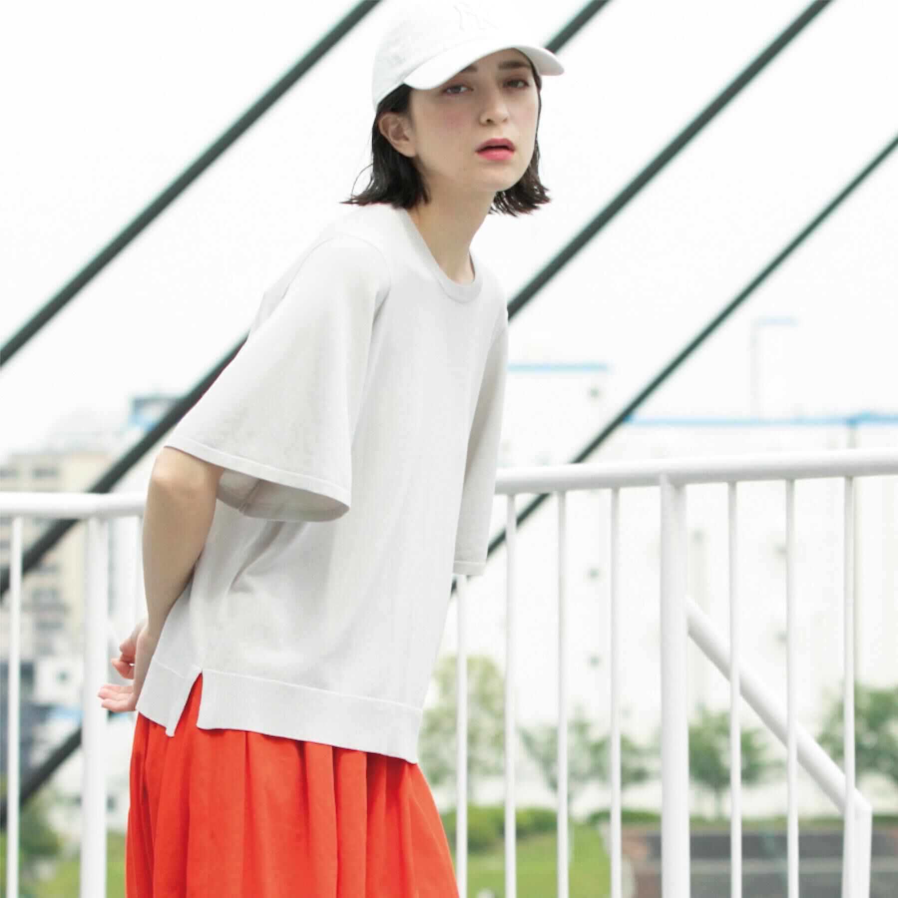 OPAQUE.CLIP「《6色展開/S-LLサイズ》フレアスリーブニット【UV/接触冷感/抗ピル/洗濯機洗い可】」|ニット・セーター|