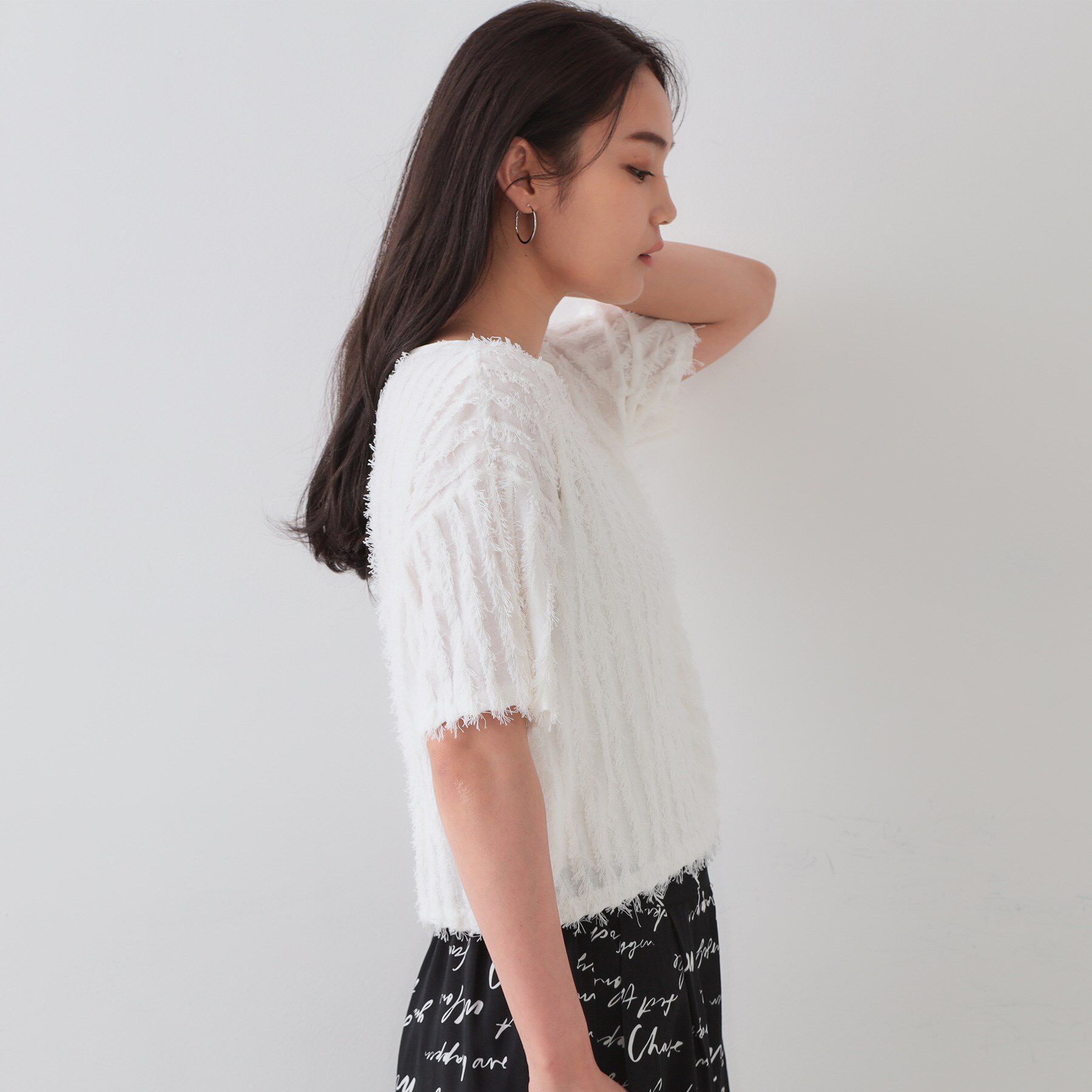 OPAQUE.CLIP「フリンジクロップドニット【洗濯機洗い可/抗ピル】」|ニット・セーター|