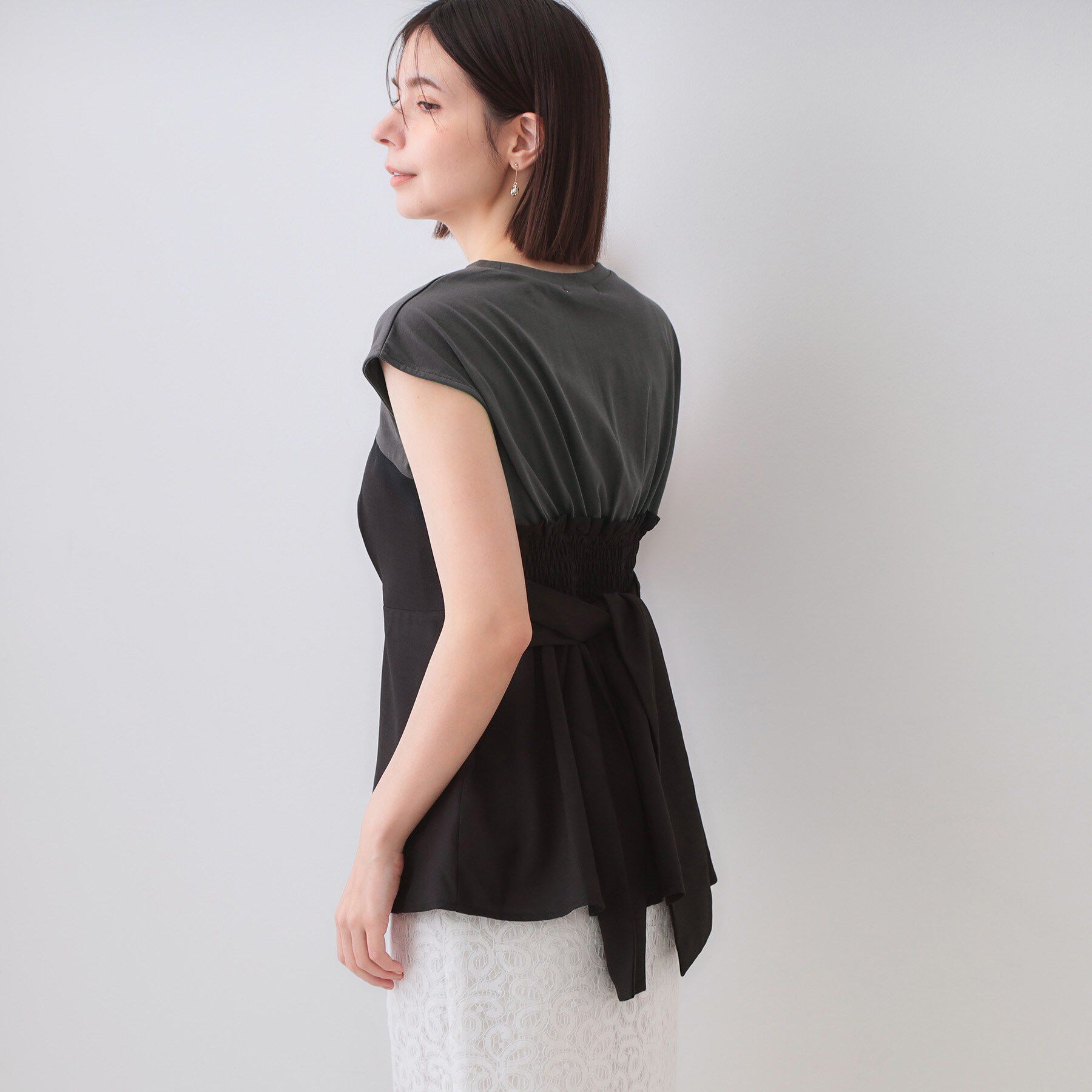 OPAQUE.CLIP「ビスチェドッキングカットソー【洗濯機洗い可】」|Tシャツ・カットソー|ブラック(519)